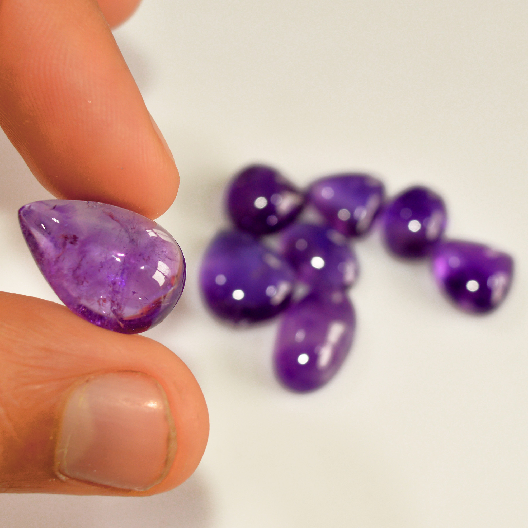 8 Pcs 69 Cts Natural Amethyst Cabochon Loose Gemstone Lot Mixed Shapes and Sizes Healing Crystal For Jewelry Making 17x11 12x9mm 15681