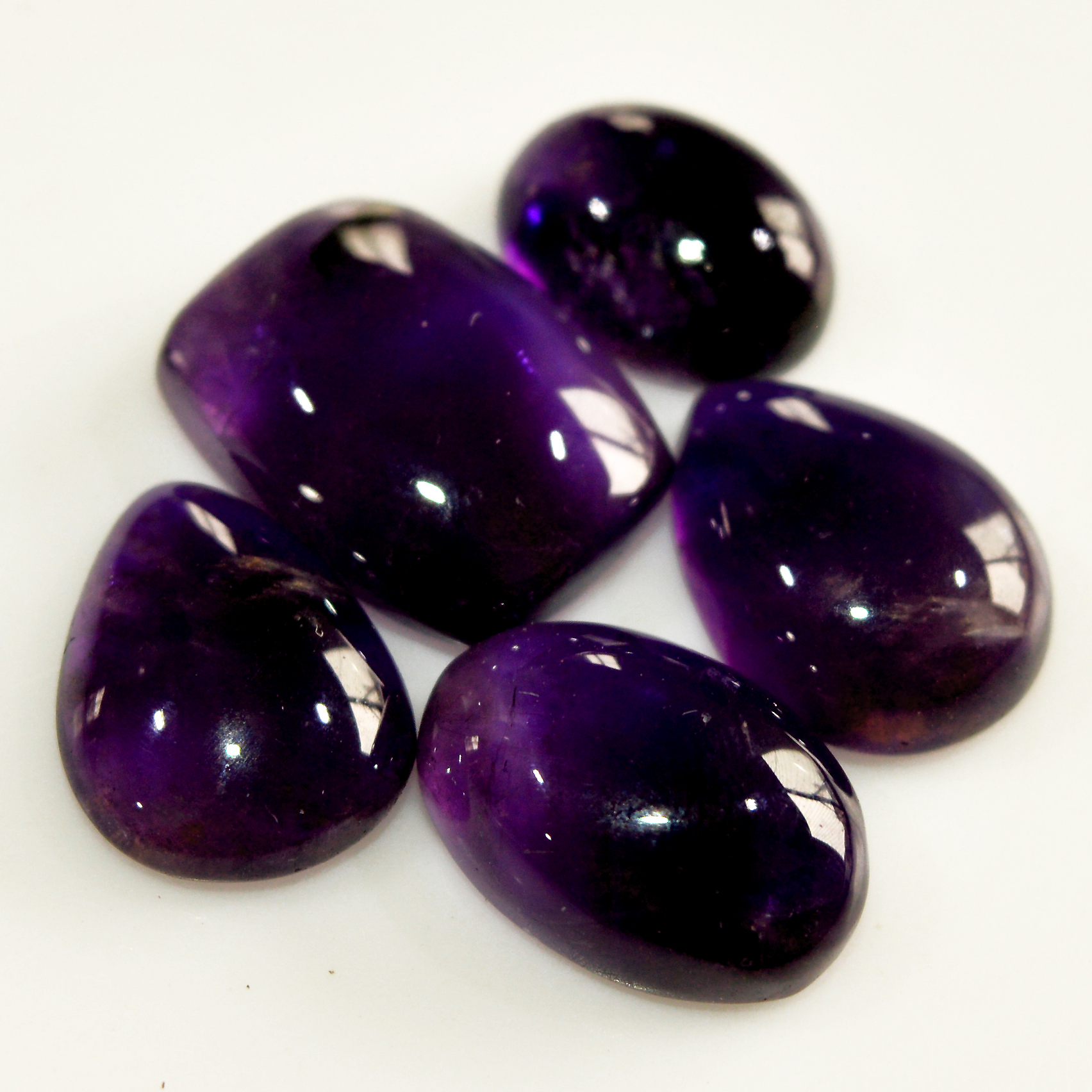5 Pcs 40 Cts Natural Amethyst Cabochon Loose Gemstone Lot Mixed Shapes and Sizes Healing Crystal For Jewelry Making 15x10 10x8mm 15682