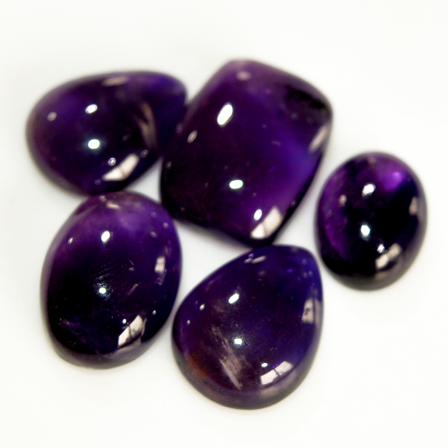5 Pcs 40 Cts Natural Amethyst Cabochon Loose Gemstone Lot Mixed Shapes and Sizes Healing Crystal For Jewelry Making 15x10 10x8mm R-15682