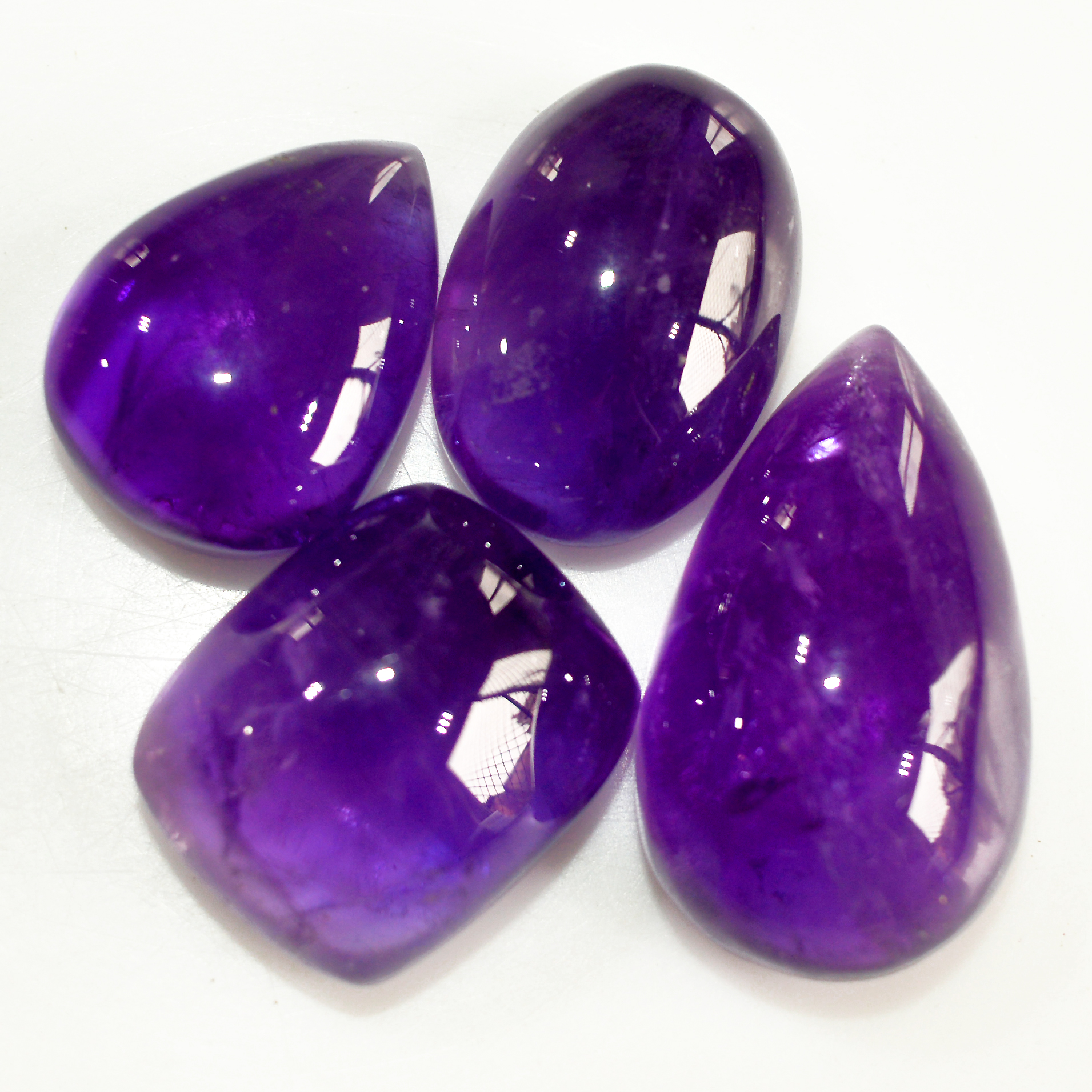 4 Pcs 107 Cts Natural Amethyst Cabochon Loose Gemstone Lot Mixed Shapes and Sizes Healing Crystal For Jewelry Making 26x14 19x14mm 15683