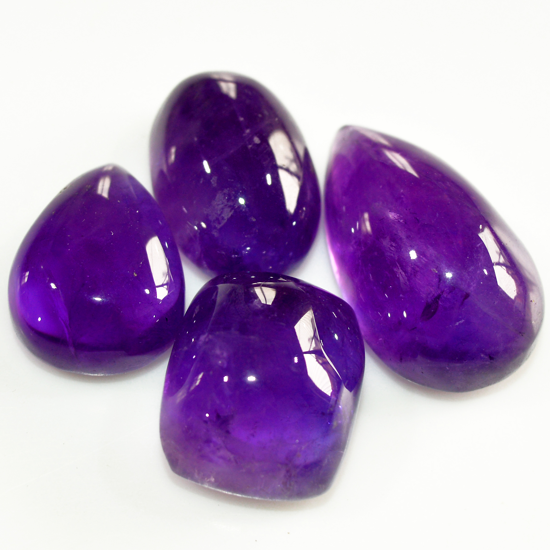 4 Pcs 107 Cts Natural Amethyst Cabochon Loose Gemstone Lot Mixed Shapes and Sizes Healing Crystal For Jewelry Making 26x14 19x14mm 15683