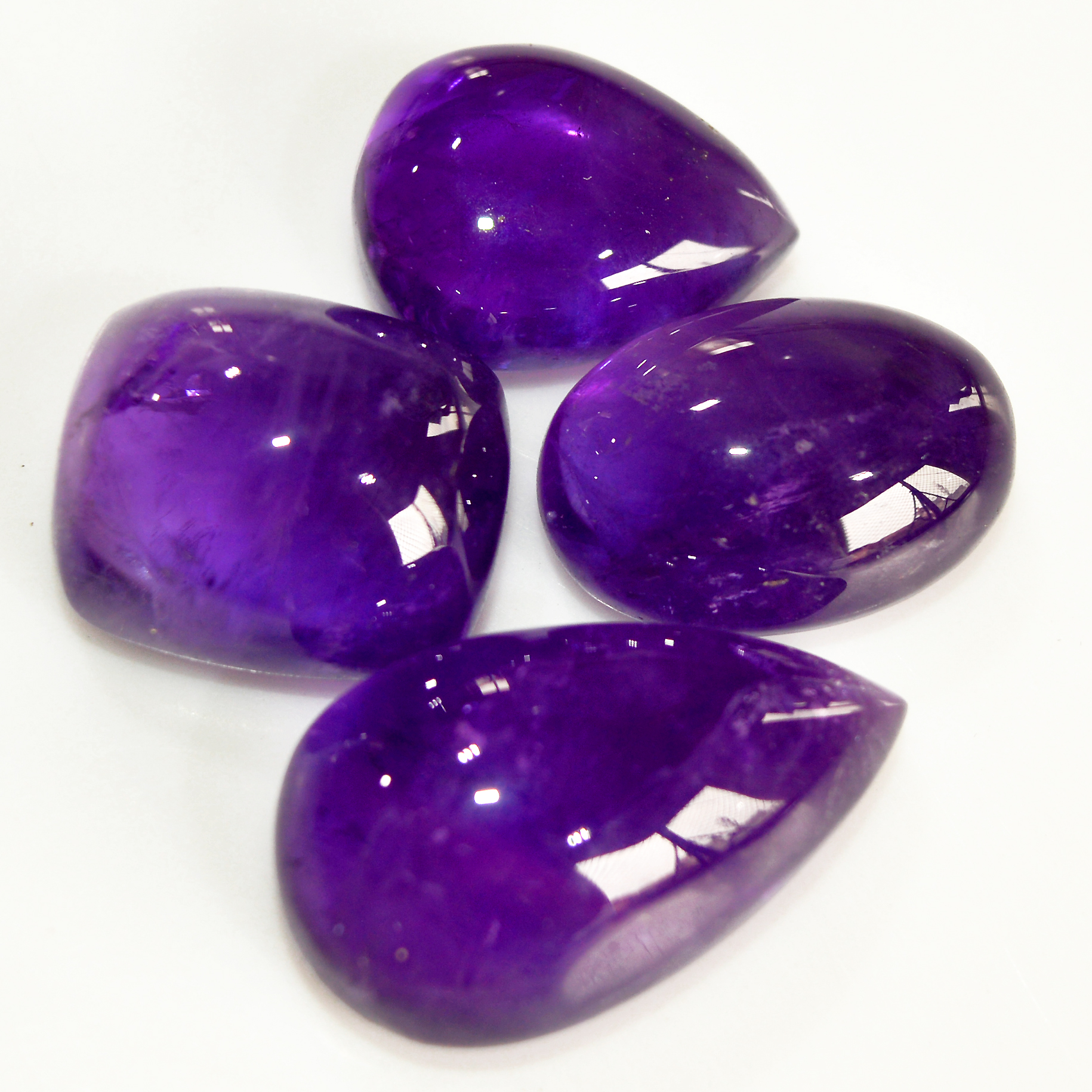 4 Pcs 107 Cts Natural Amethyst Cabochon Loose Gemstone Lot Mixed Shapes and Sizes Healing Crystal For Jewelry Making 26x14 19x14mm 15683