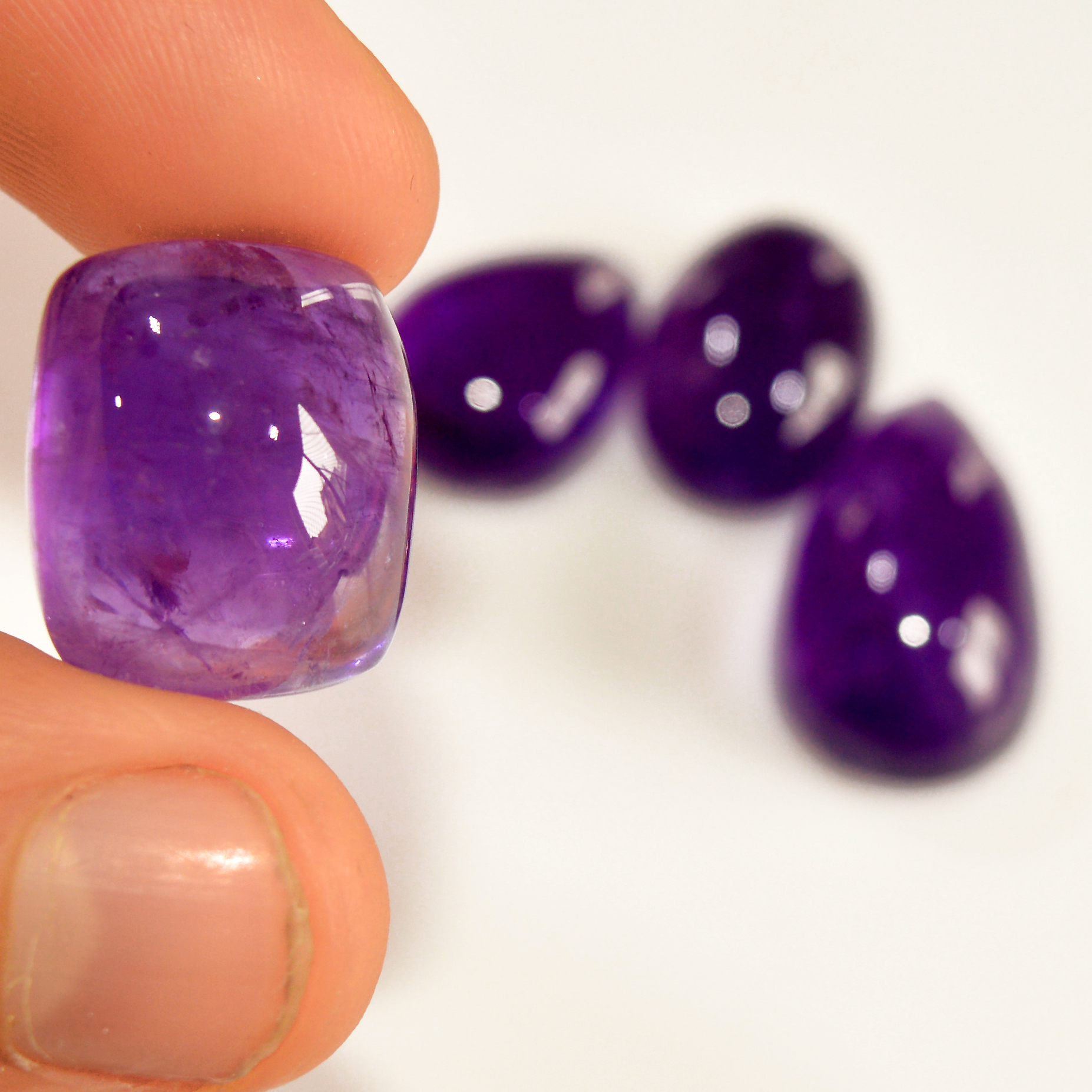 4 Pcs 107 Cts Natural Amethyst Cabochon Loose Gemstone Lot Mixed Shapes and Sizes Healing Crystal For Jewelry Making 26x14 19x14mm 15683