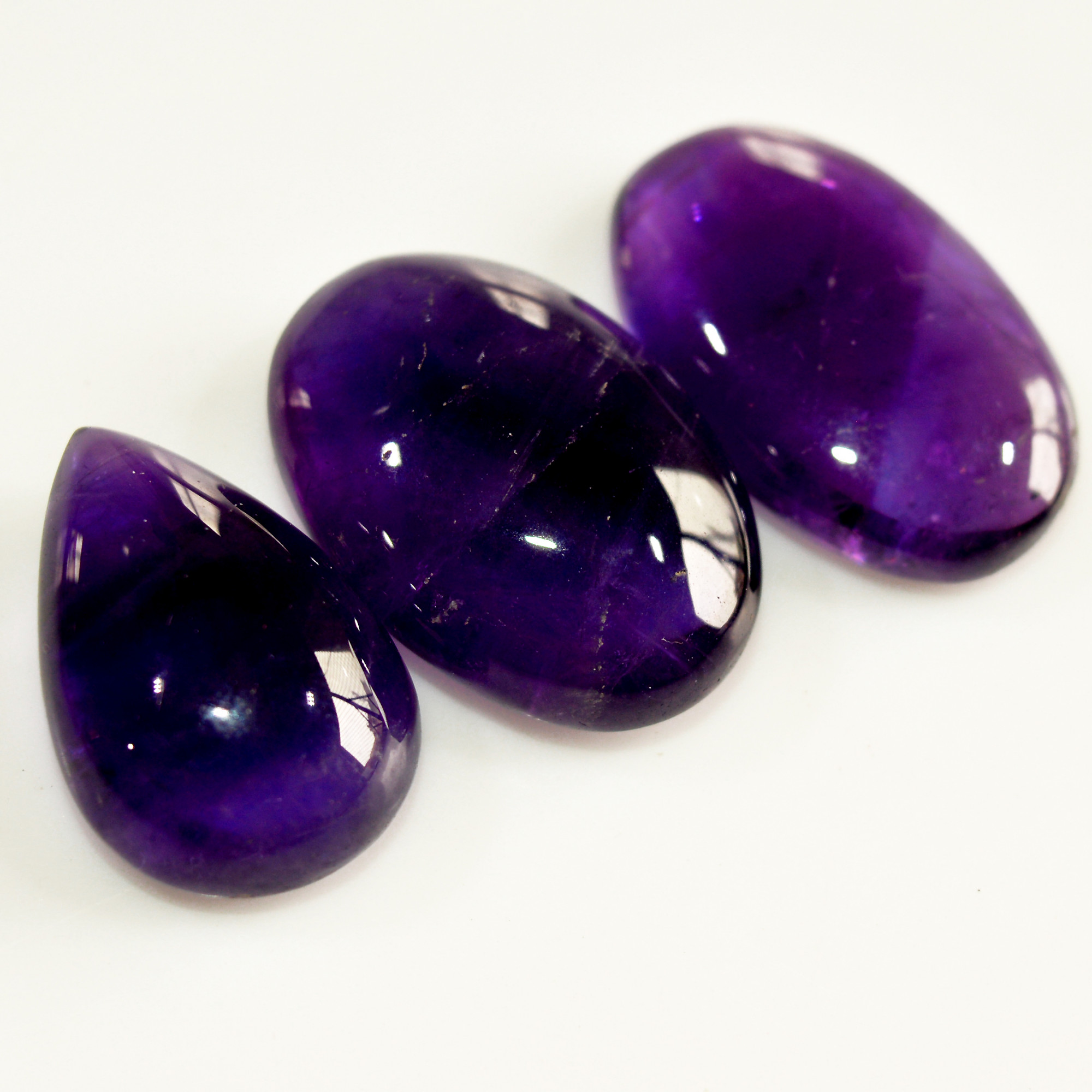 3 Pcs 98 Cts Natural Amethyst Cabochon Loose Gemstone Lot Mixed Shapes and Sizes Healing Crystal For Jewelry Making 26x16 23x15mm 15684