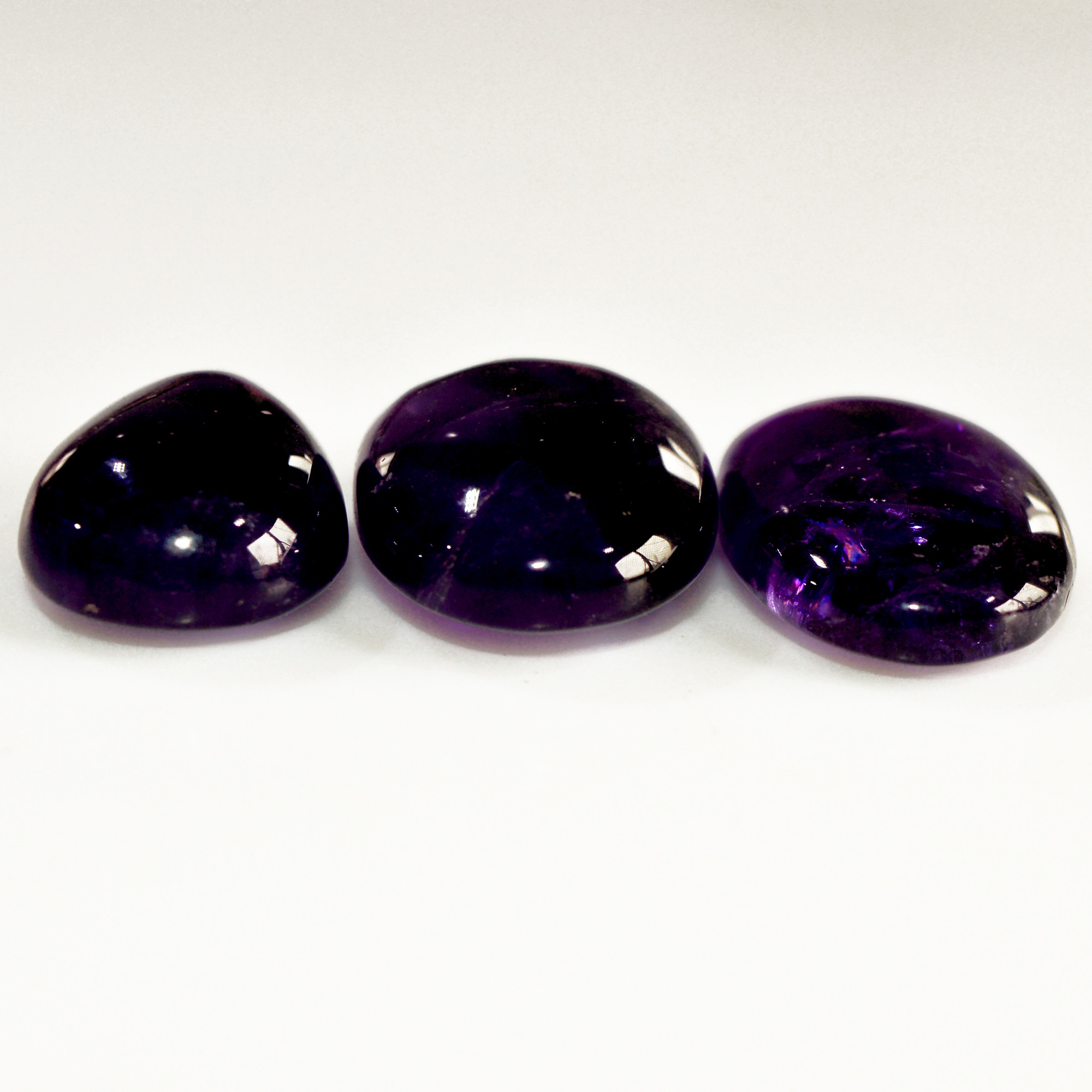 3 Pcs 98 Cts Natural Amethyst Cabochon Loose Gemstone Lot Mixed Shapes and Sizes Healing Crystal For Jewelry Making 26x16 23x15mm 15684
