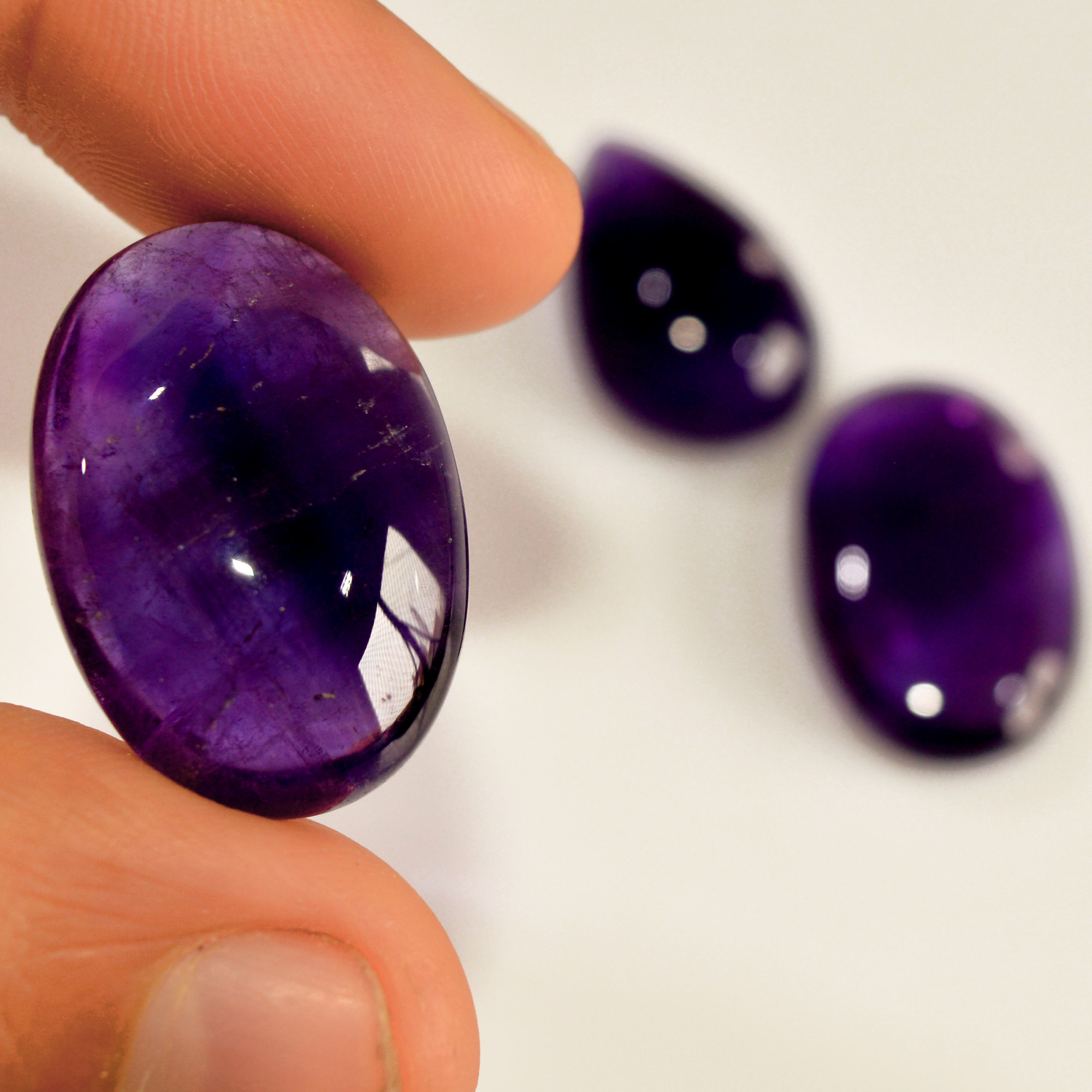 3 Pcs 98 Cts Natural Amethyst Cabochon Loose Gemstone Lot Mixed Shapes and Sizes Healing Crystal For Jewelry Making 26x16 23x15mm 15684