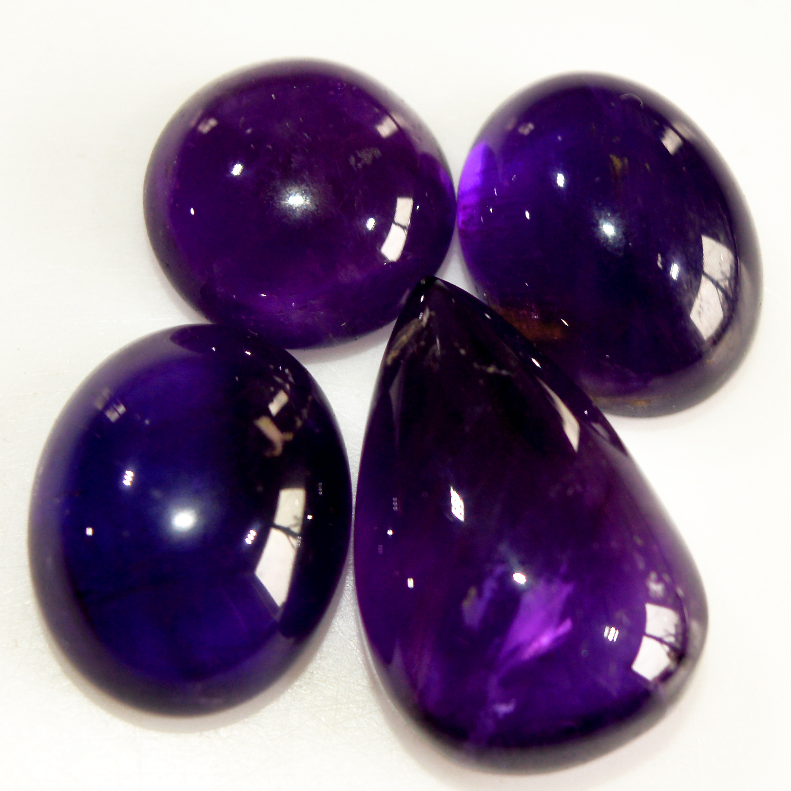4 Pcs 44 Cts Natural Amethyst Cabochon Loose Gemstone Lot Mixed Shapes and Sizes Healing Crystal For Jewelry Making 19x12 11x11mm 15685