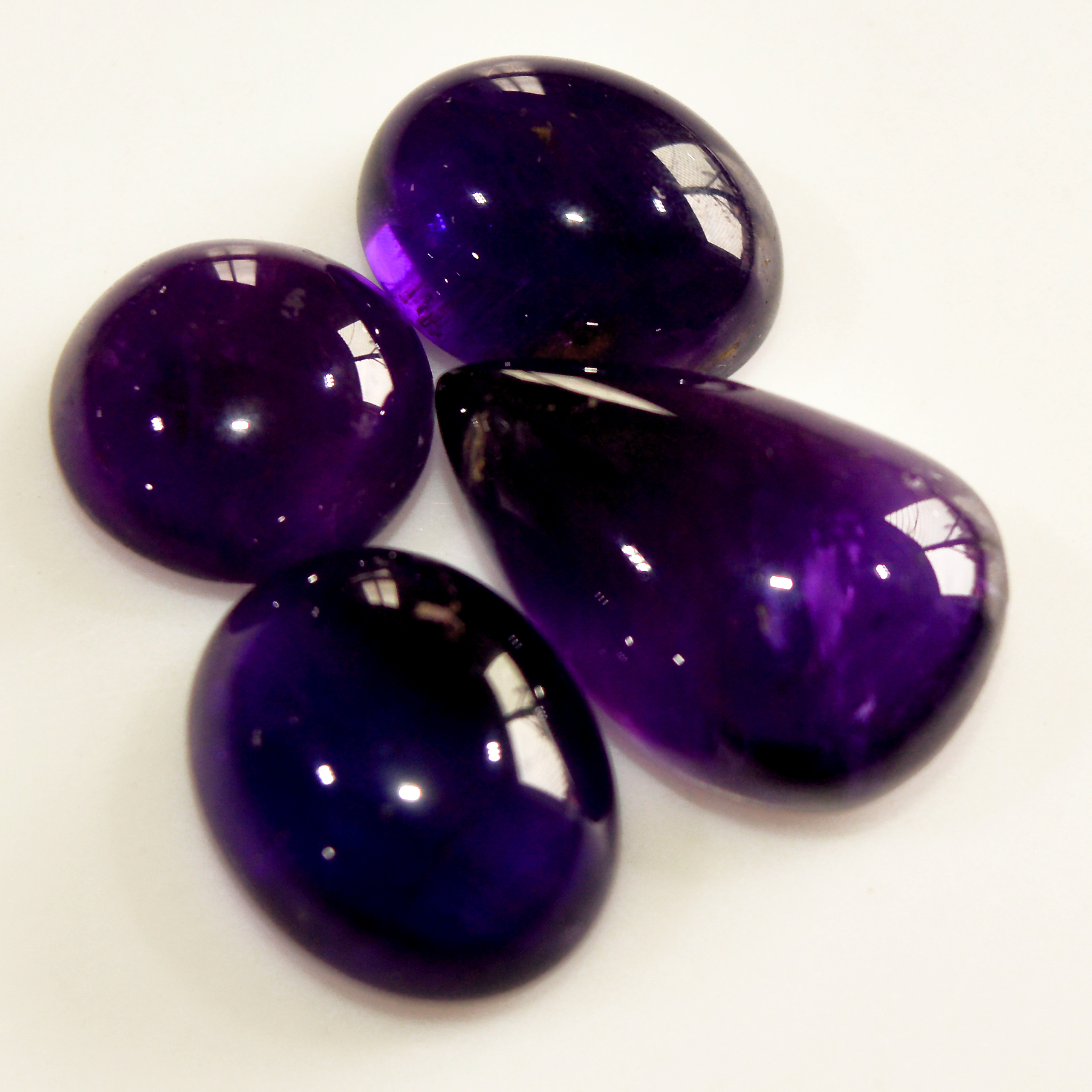 4 Pcs 44 Cts Natural Amethyst Cabochon Loose Gemstone Lot Mixed Shapes and Sizes Healing Crystal For Jewelry Making 19x12 11x11mm 15685