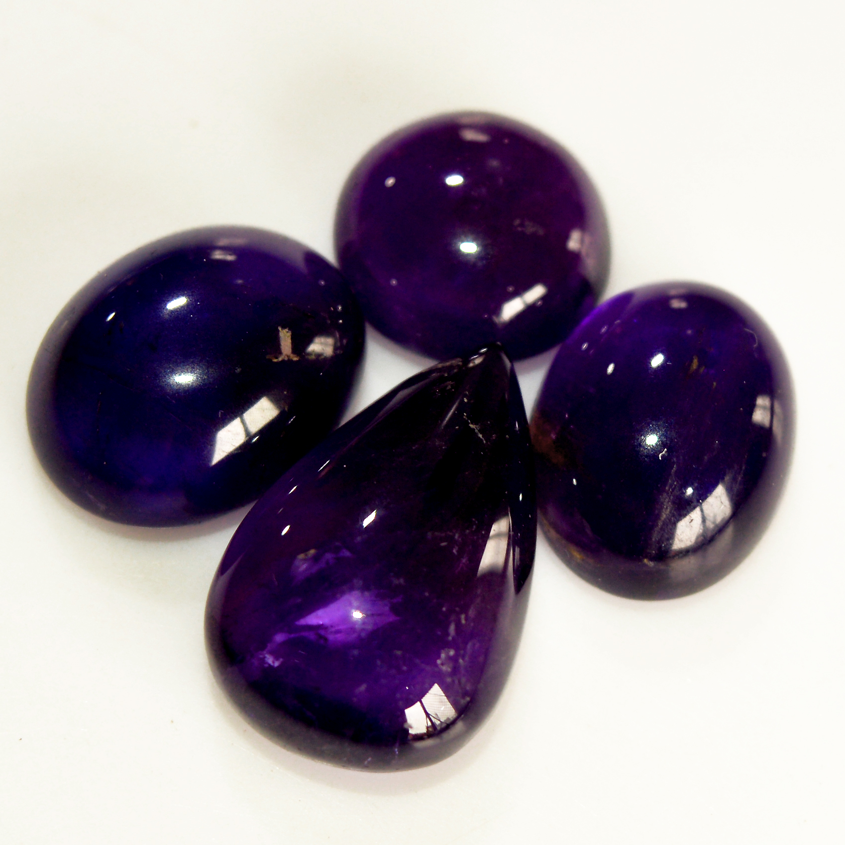 4 Pcs 44 Cts Natural Amethyst Cabochon Loose Gemstone Lot Mixed Shapes and Sizes Healing Crystal For Jewelry Making 19x12 11x11mm 15685