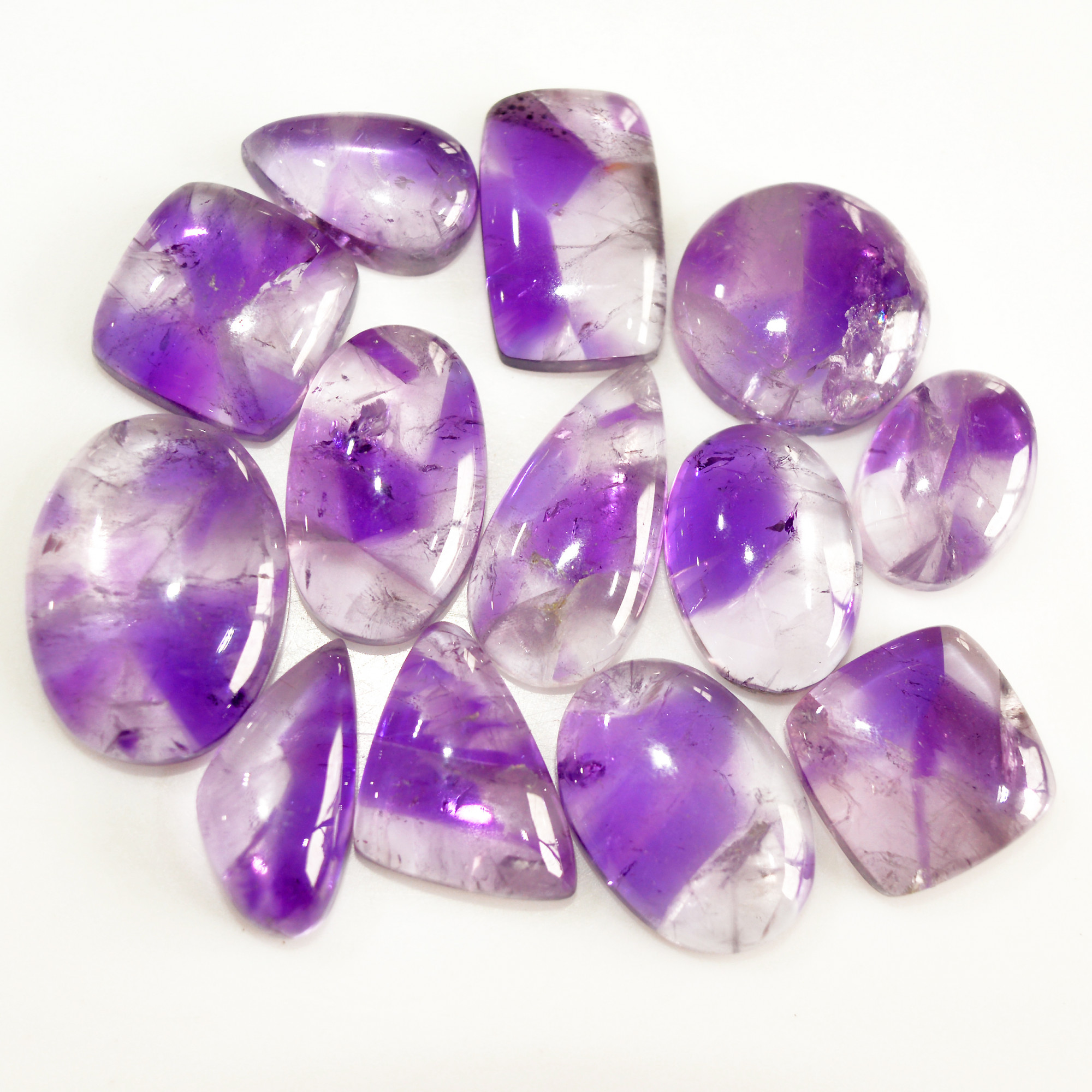 13 Pcs 180 Cts Natural Amethyst Cabochon Loose Gemstone Lot Mixed Shapes and Sizes Healing Crystal For Jewelry Making 22x15 14x10mm 15686
