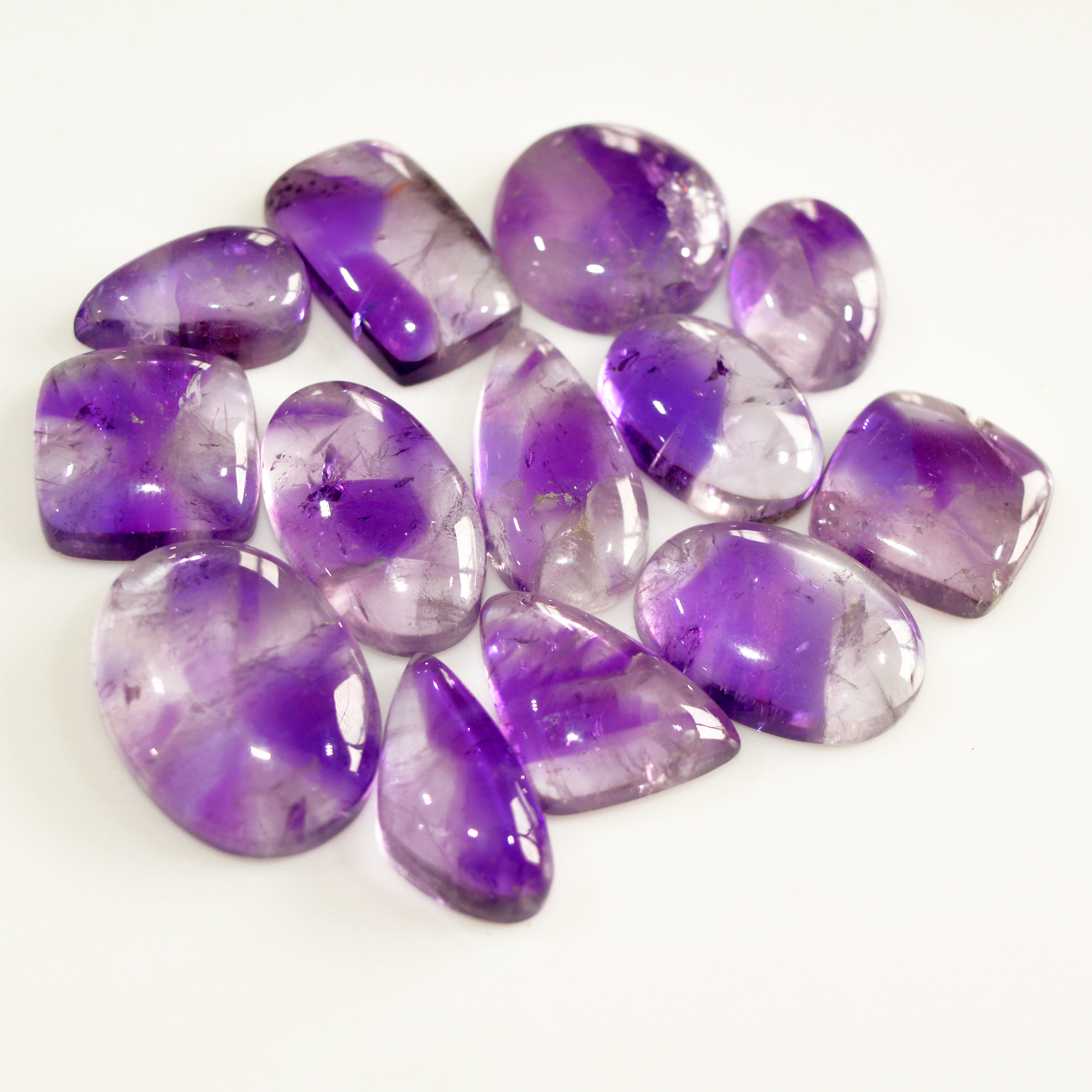 13 Pcs 180 Cts Natural Amethyst Cabochon Loose Gemstone Lot Mixed Shapes and Sizes Healing Crystal For Jewelry Making 22x15 14x10mm 15686