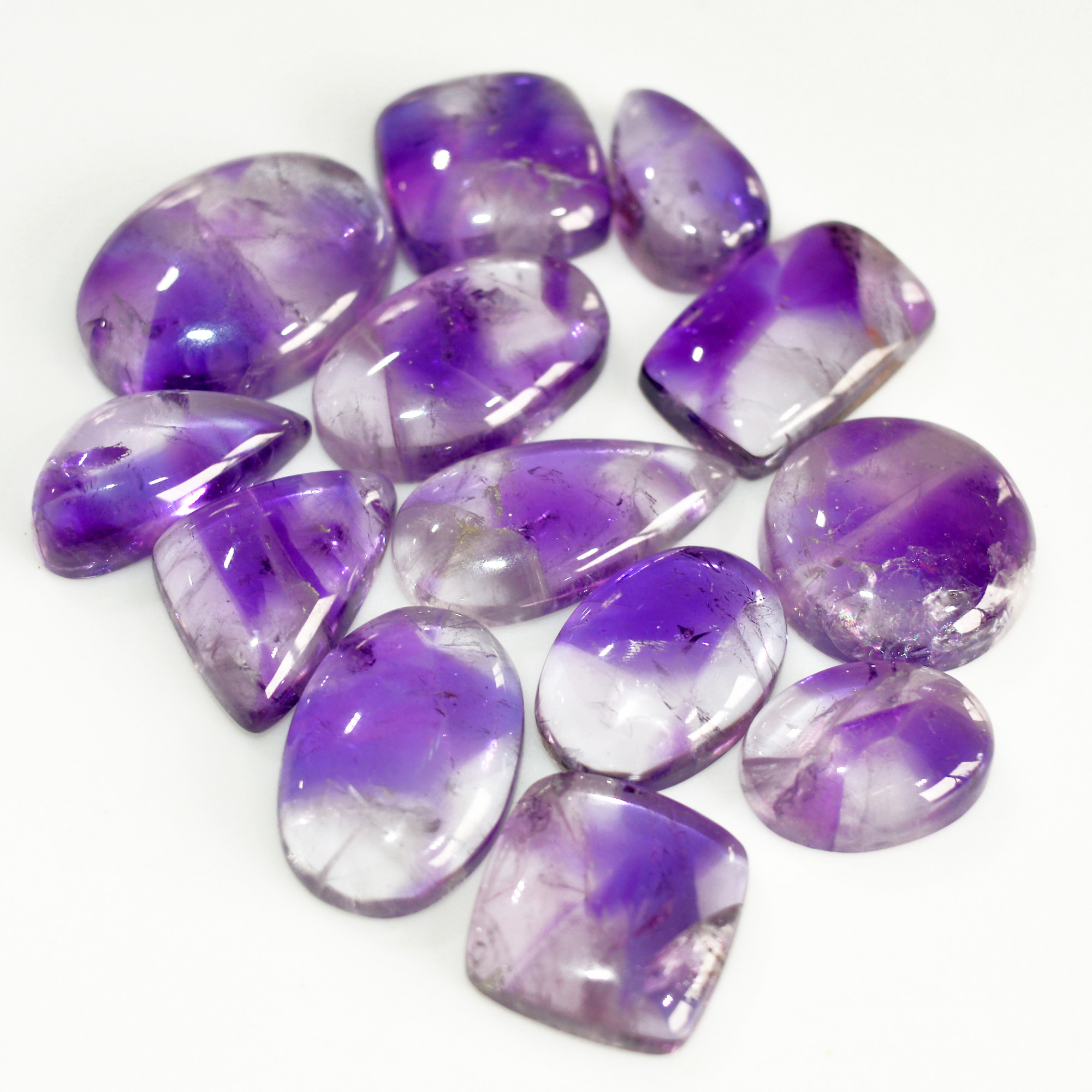 13 Pcs 180 Cts Natural Amethyst Cabochon Loose Gemstone Lot Mixed Shapes and Sizes Healing Crystal For Jewelry Making 22x15 14x10mm 15686