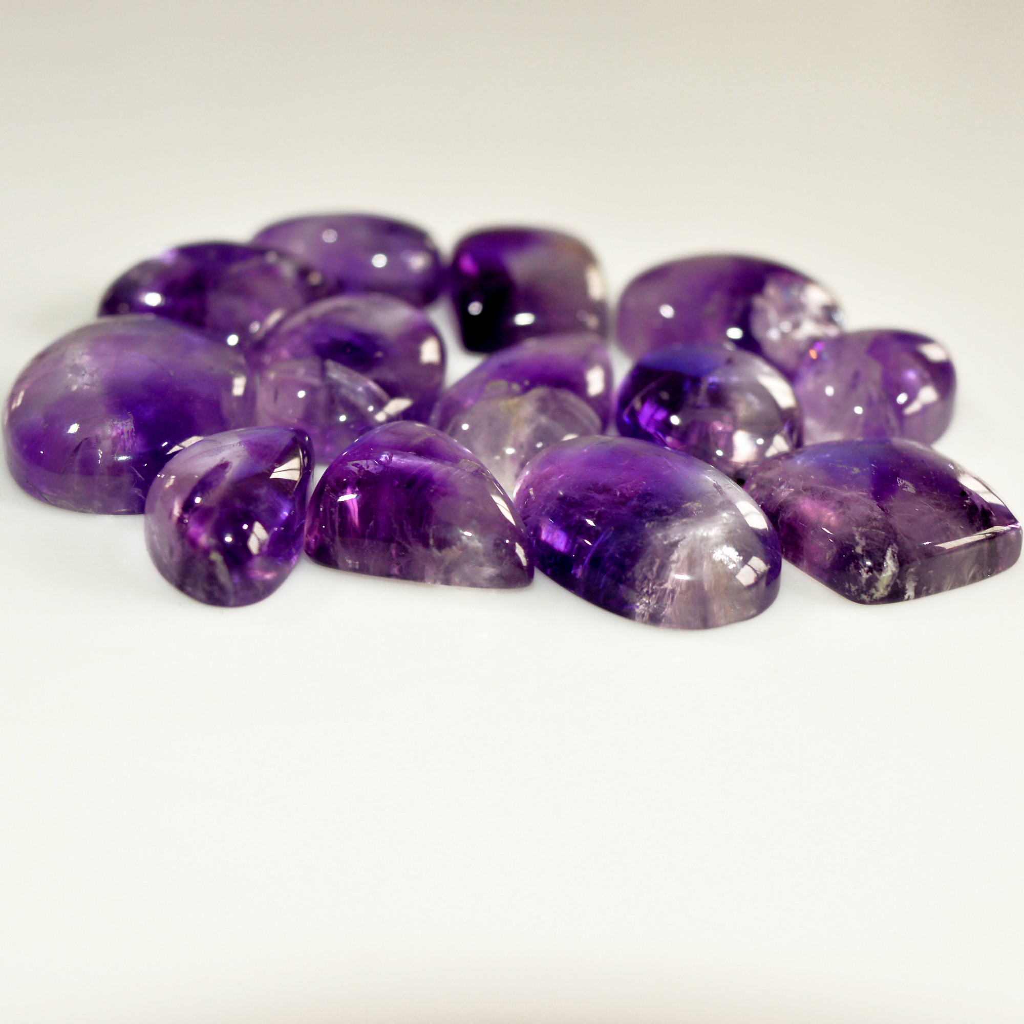 13 Pcs 180 Cts Natural Amethyst Cabochon Loose Gemstone Lot Mixed Shapes and Sizes Healing Crystal For Jewelry Making 22x15 14x10mm 15686