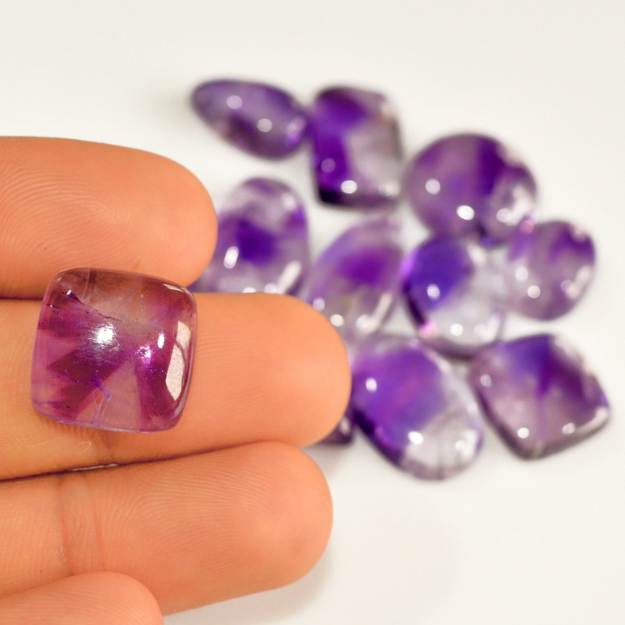13 Pcs 180 Cts Natural Amethyst Cabochon Loose Gemstone Lot Mixed Shapes and Sizes Healing Crystal For Jewelry Making 22x15 14x10mm R-15686