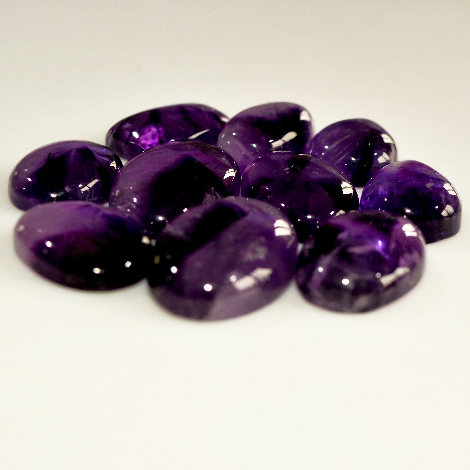 10 Pcs 112 Cts Natural Amethyst Cabochon Loose Gemstone Lot Mixed Shapes and Sizes Healing Crystal For Jewelry Making 20x12 15x9mm R-15687