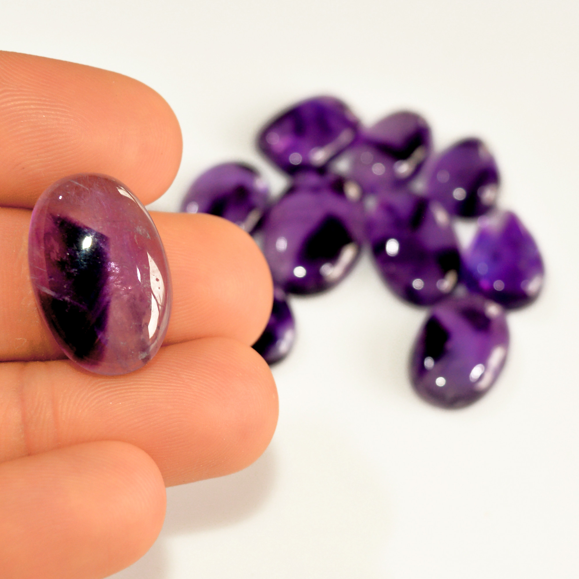 10 Pcs 112 Cts Natural Amethyst Cabochon Loose Gemstone Lot Mixed Shapes and Sizes Healing Crystal For Jewelry Making 20x12 15x9mm 15687