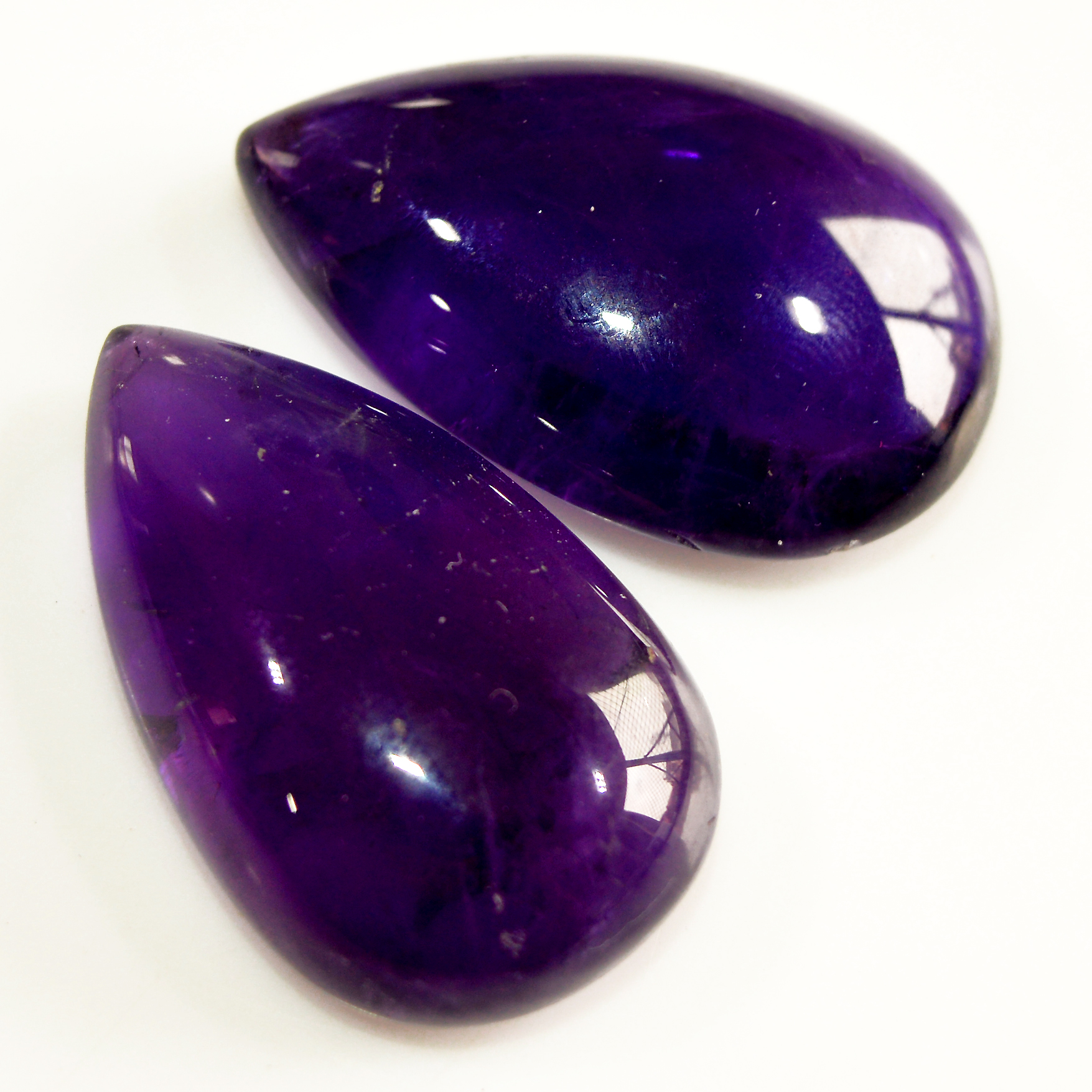 2 Pcs 135 Cts Natural Amethyst Cabochon Loose Gemstone Lot Mixed Shapes and Sizes Healing Crystal For Jewelry Making 35x23 35x20mm 15688
