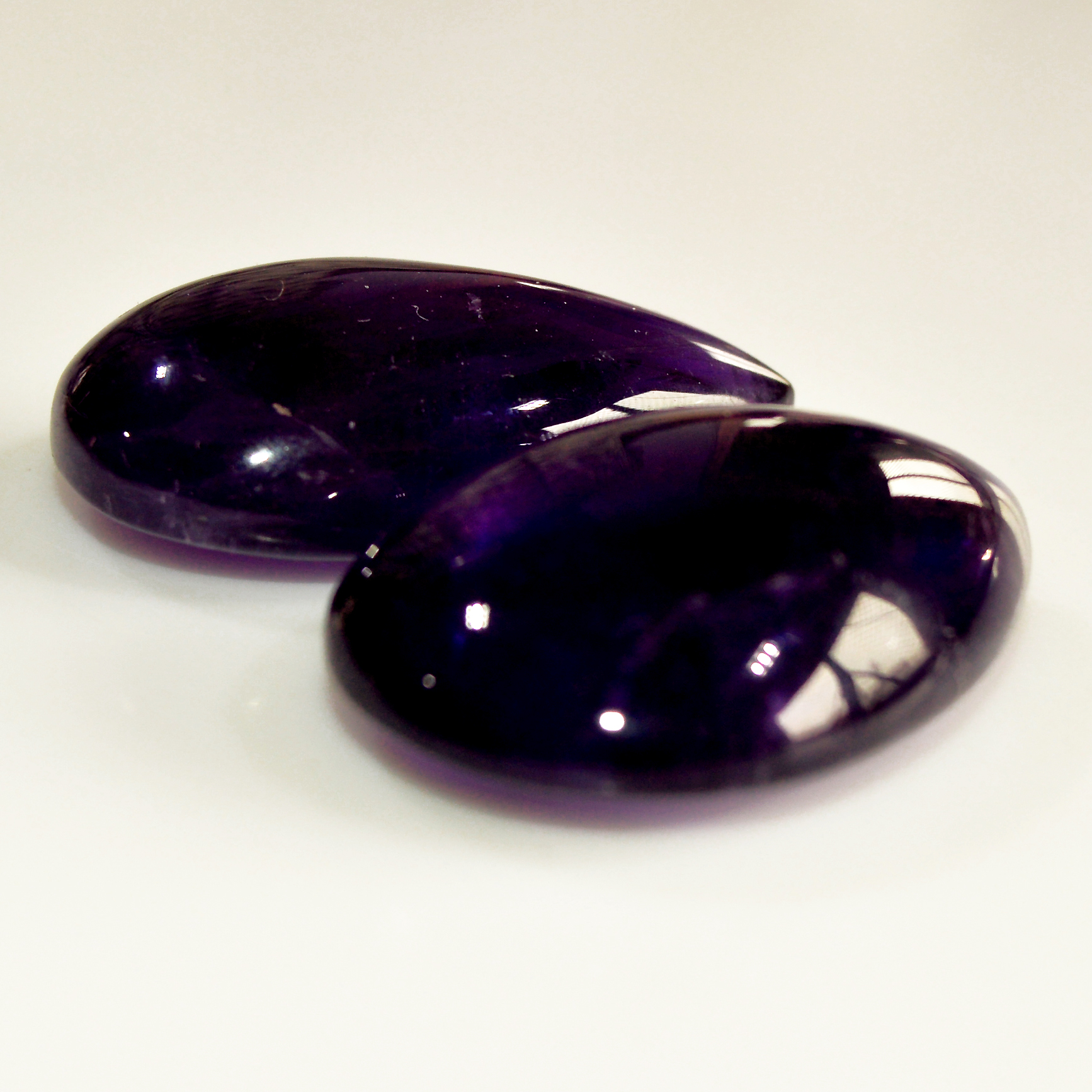 2 Pcs 135 Cts Natural Amethyst Cabochon Loose Gemstone Lot Mixed Shapes and Sizes Healing Crystal For Jewelry Making 35x23 35x20mm 15688