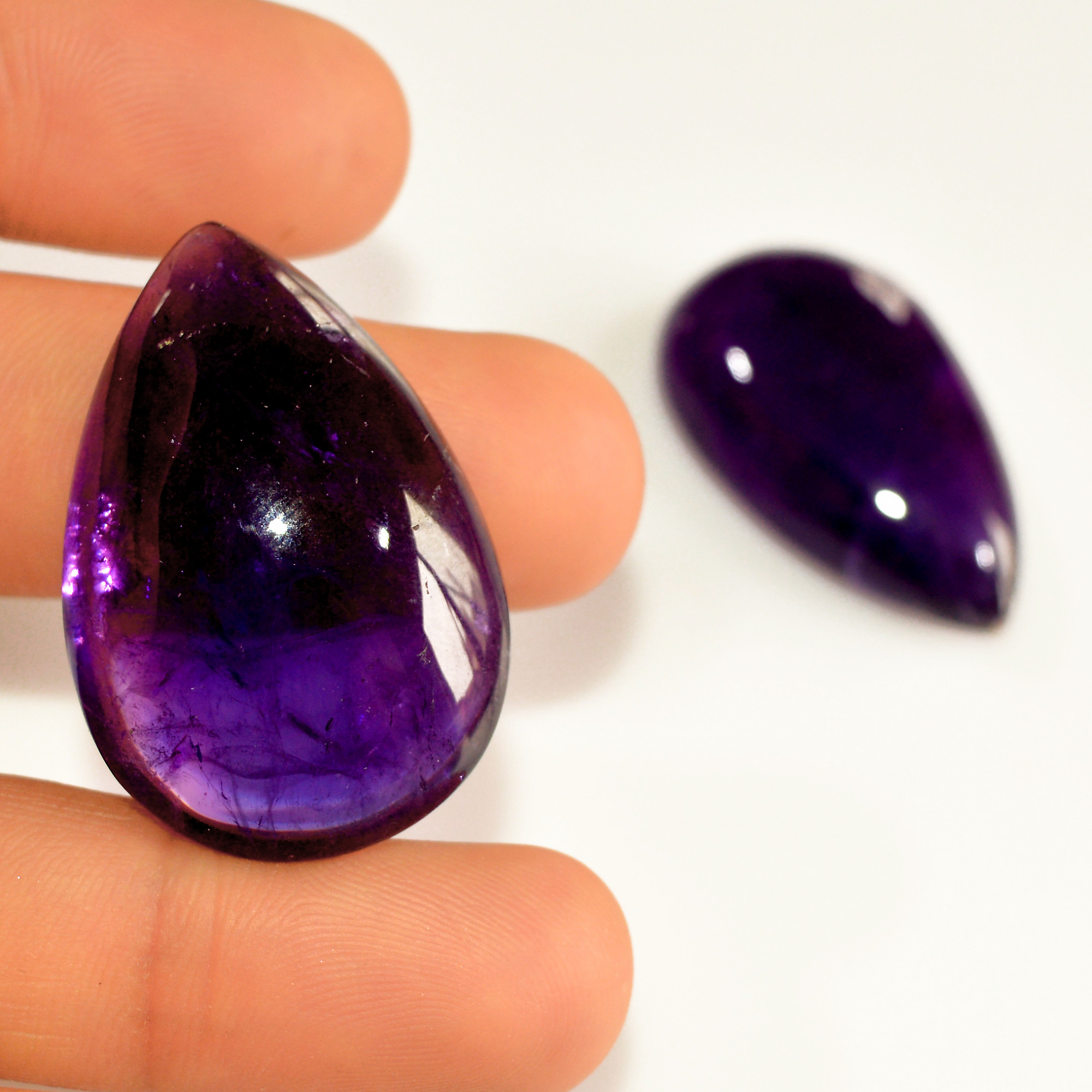 2 Pcs 135 Cts Natural Amethyst Cabochon Loose Gemstone Lot Mixed Shapes and Sizes Healing Crystal For Jewelry Making 35x23 35x20mm R-15688