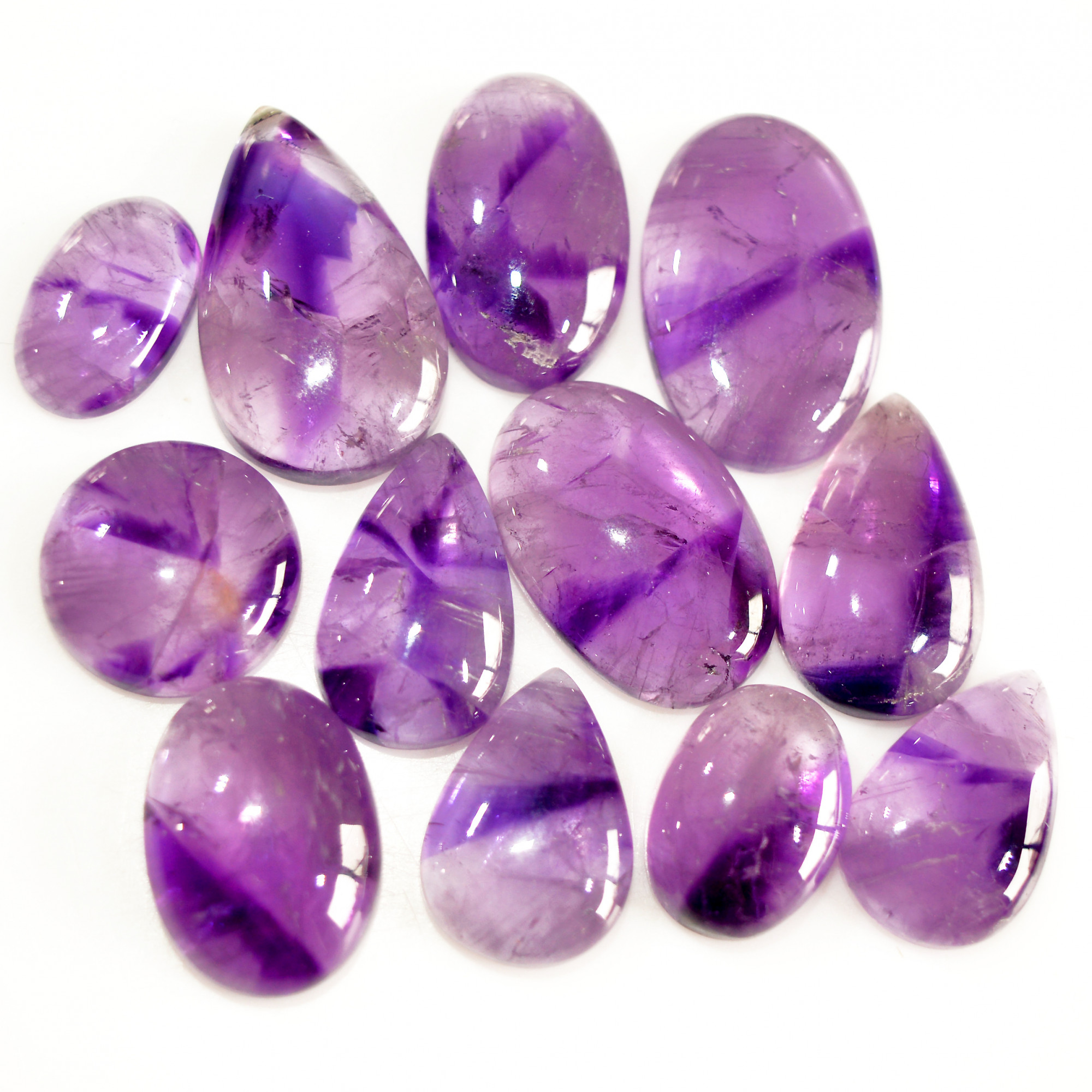 12 Pcs 164 Cts Natural Amethyst Cabochon Loose Gemstone Lot Mixed Shapes and Sizes Healing Crystal For Jewelry Making 25x14 14x9mm 15689