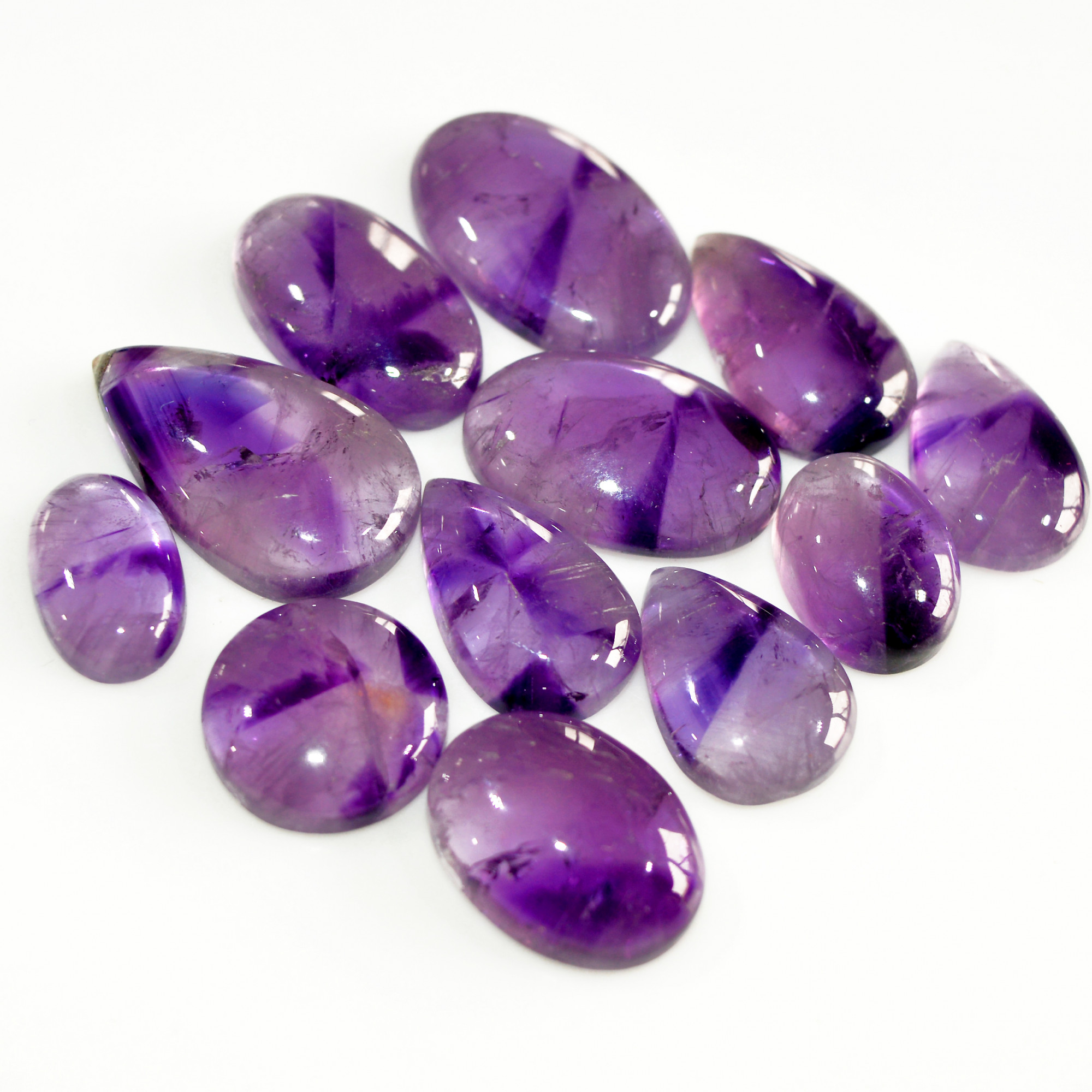 12 Pcs 164 Cts Natural Amethyst Cabochon Loose Gemstone Lot Mixed Shapes and Sizes Healing Crystal For Jewelry Making 25x14 14x9mm 15689