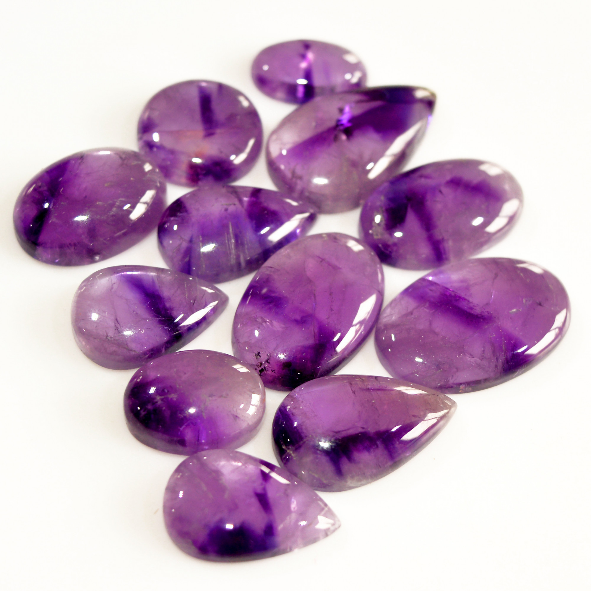 12 Pcs 164 Cts Natural Amethyst Cabochon Loose Gemstone Lot Mixed Shapes and Sizes Healing Crystal For Jewelry Making 25x14 14x9mm 15689