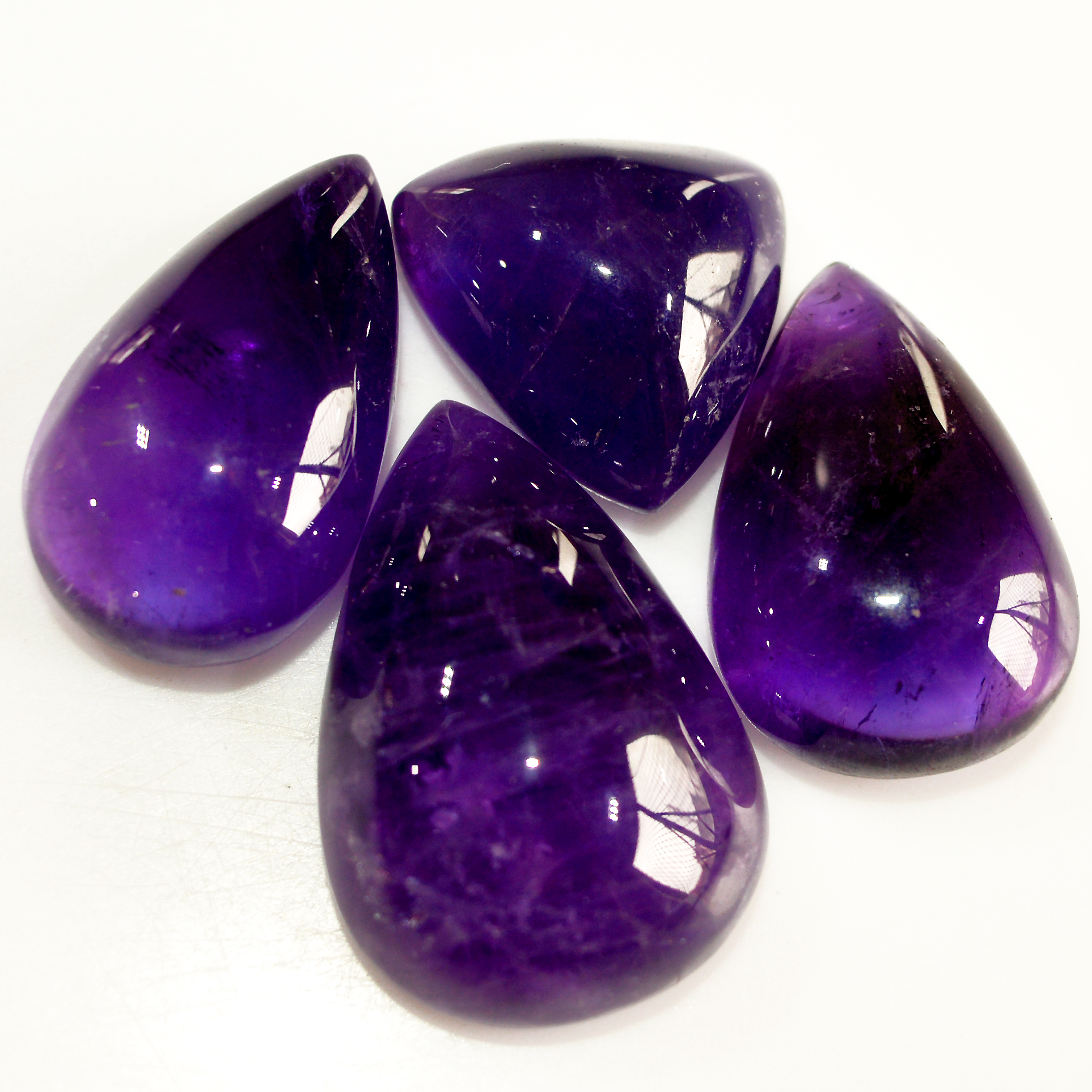 4 Pcs 141 Cts Natural Amethyst Cabochon Loose Gemstone Lot Mixed Shapes and Sizes Healing Crystal For Jewelry Making 29x19 19x19mm R-15690