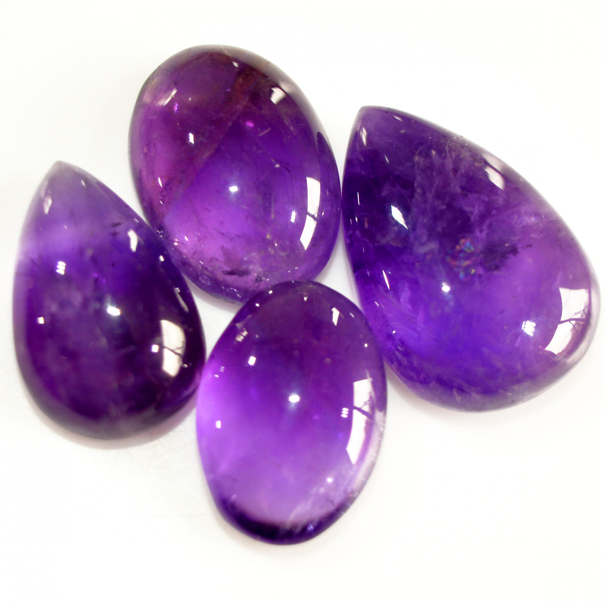4 Pcs 108 Cts Natural Amethyst Cabochon Loose Gemstone Lot Mixed Shapes and Sizes Healing Crystal For Jewelry Making 28x19 20x14mm 15691