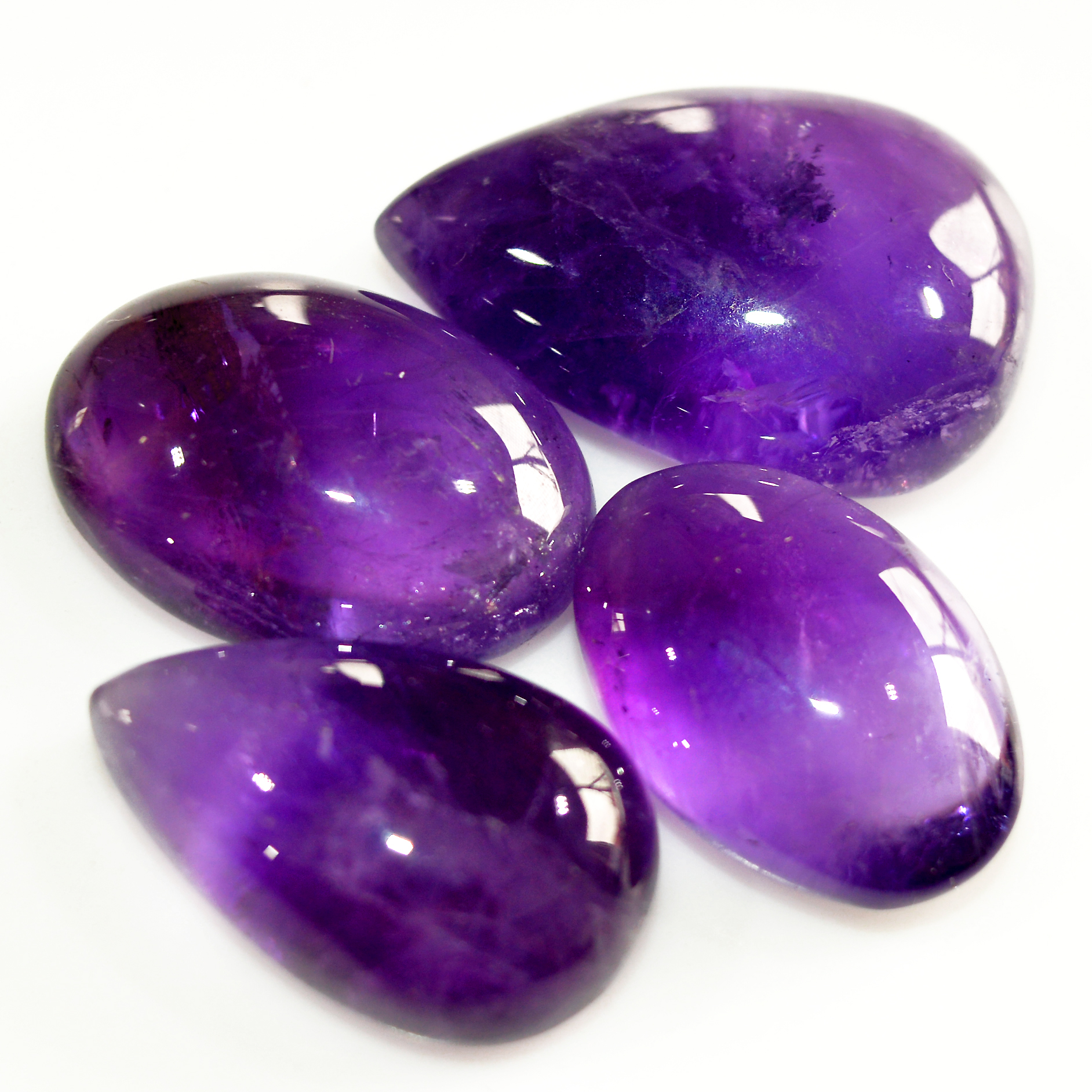 4 Pcs 108 Cts Natural Amethyst Cabochon Loose Gemstone Lot Mixed Shapes and Sizes Healing Crystal For Jewelry Making 28x19 20x14mm 15691
