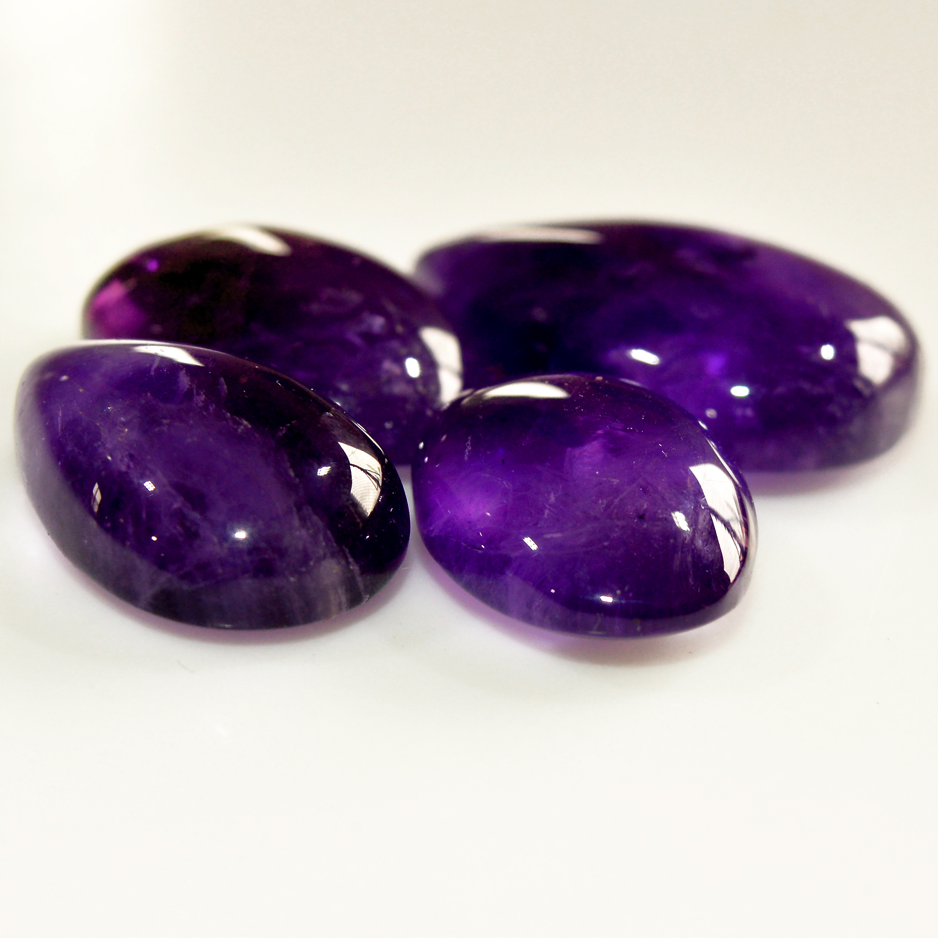 4 Pcs 108 Cts Natural Amethyst Cabochon Loose Gemstone Lot Mixed Shapes and Sizes Healing Crystal For Jewelry Making 28x19 20x14mm R-15691