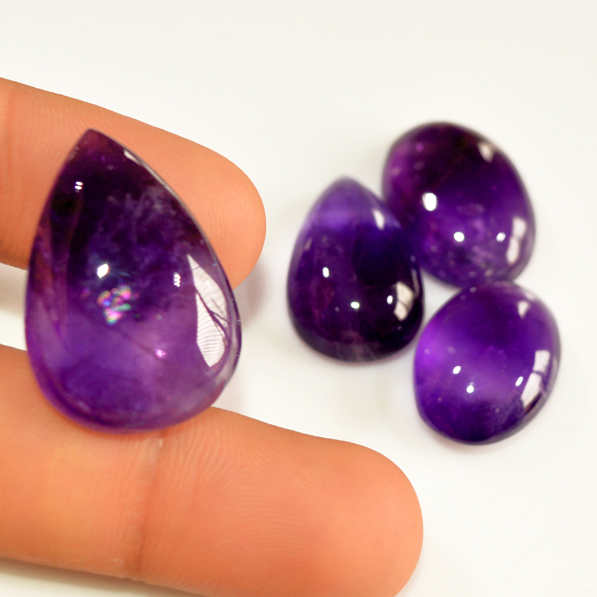 4 Pcs 108 Cts Natural Amethyst Cabochon Loose Gemstone Lot Mixed Shapes and Sizes Healing Crystal For Jewelry Making 28x19 20x14mm 15691