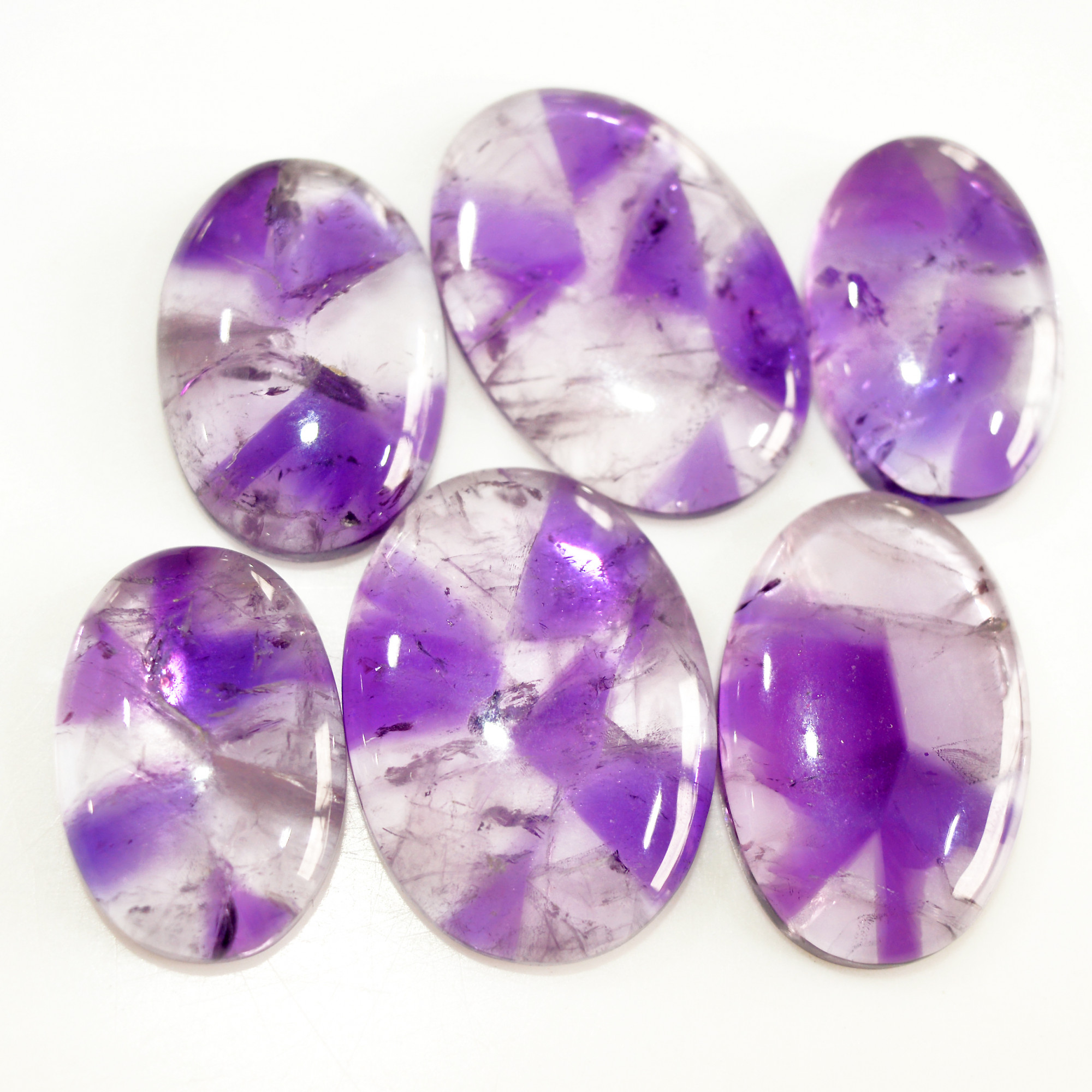 6 Pcs 167 Cts Natural Amethyst Cabochon Loose Gemstone Lot Mixed Shapes and Sizes Healing Crystal For Jewelry Making 29x20 22x14mm 15692