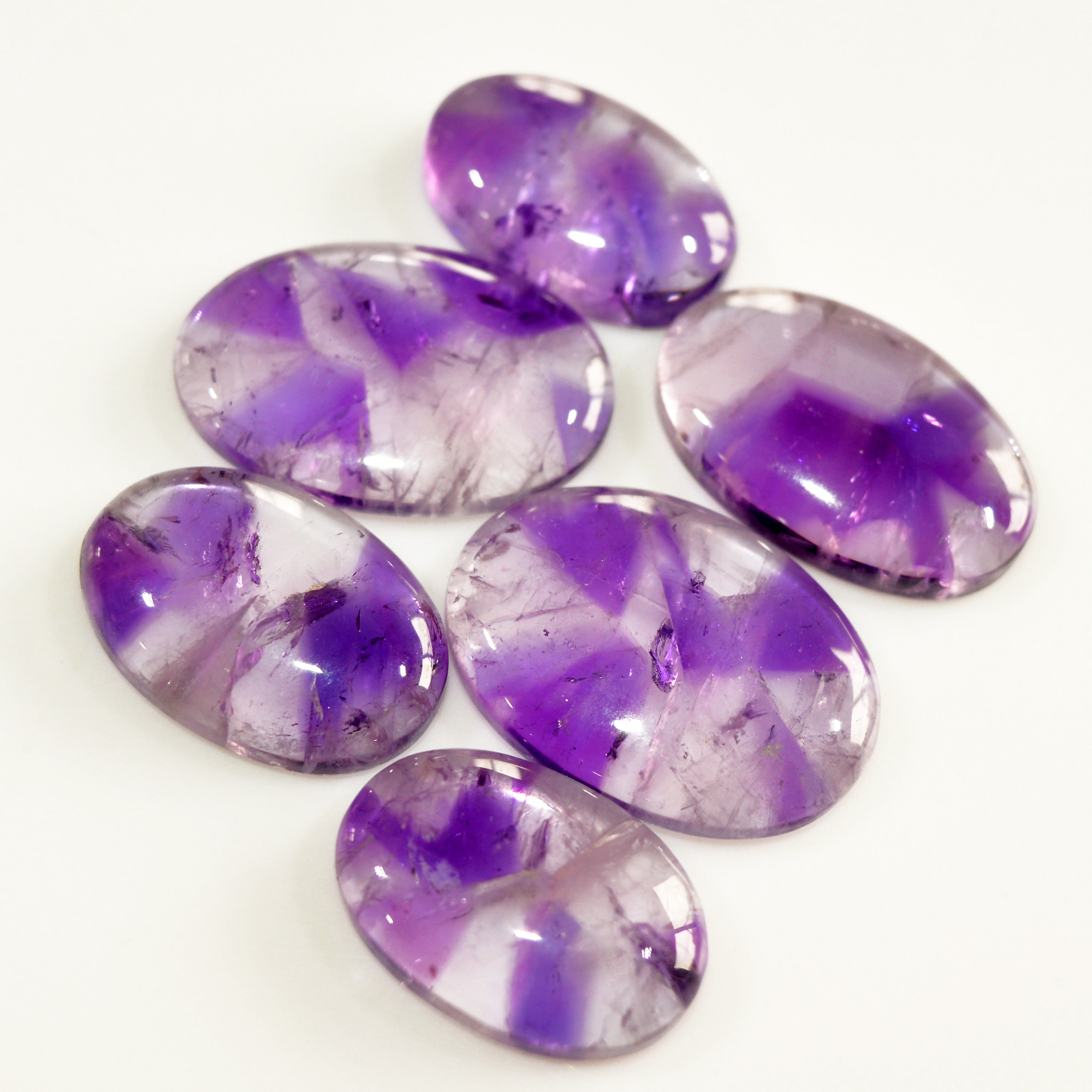 6 Pcs 167 Cts Natural Amethyst Cabochon Loose Gemstone Lot Mixed Shapes and Sizes Healing Crystal For Jewelry Making 29x20 22x14mm 15692