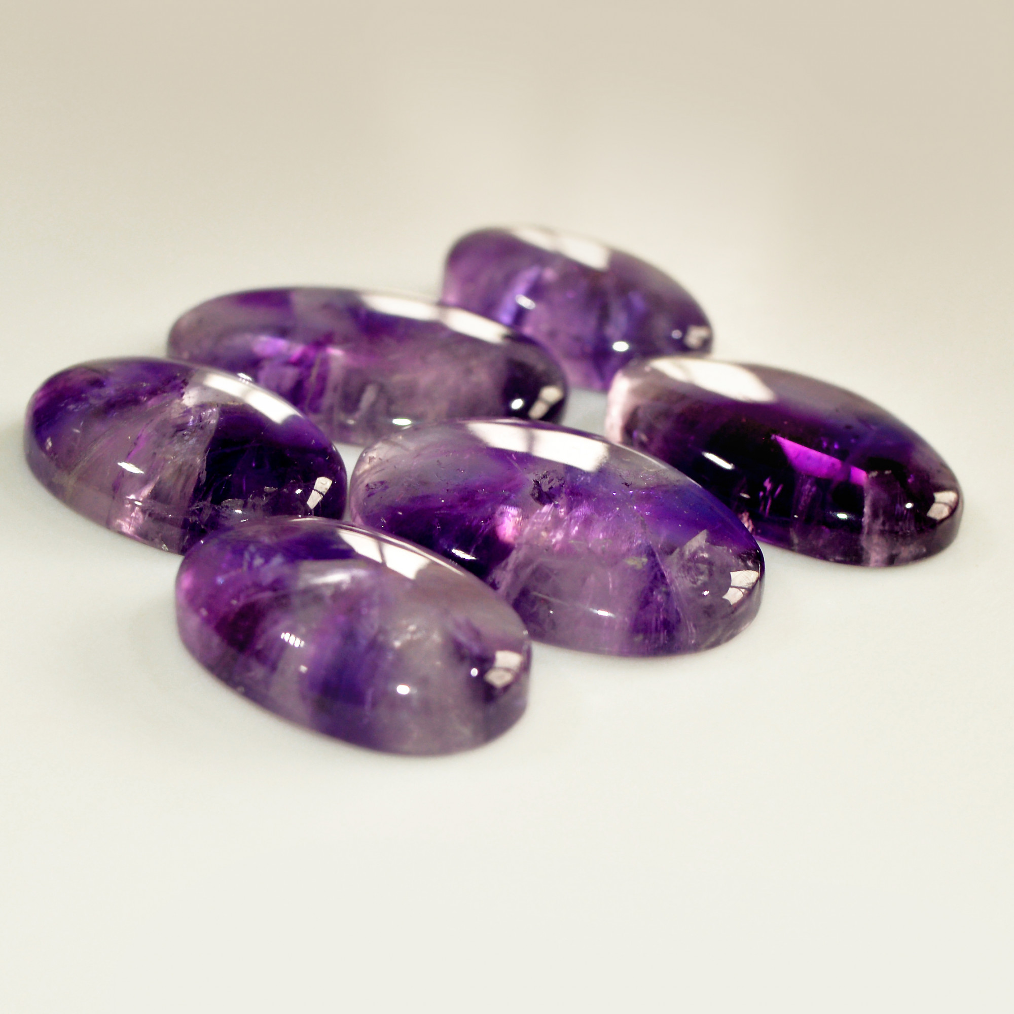 6 Pcs 167 Cts Natural Amethyst Cabochon Loose Gemstone Lot Mixed Shapes and Sizes Healing Crystal For Jewelry Making 29x20 22x14mm 15692