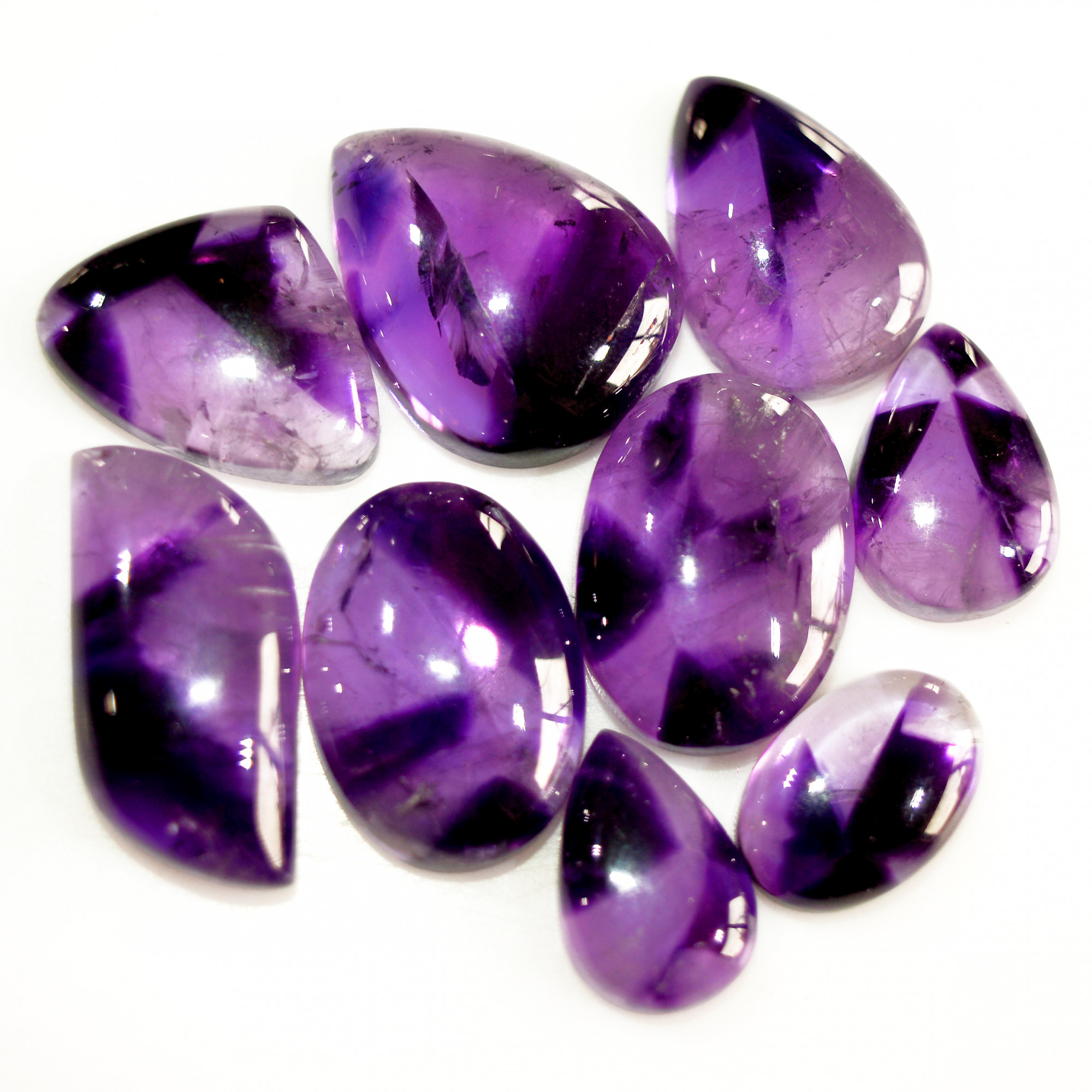 9 Pcs 126 Cts Natural Amethyst Cabochon Loose Gemstone Lot Mixed Shapes and Sizes Healing Crystal For Jewelry Making 23x10 14x9mm R-15693