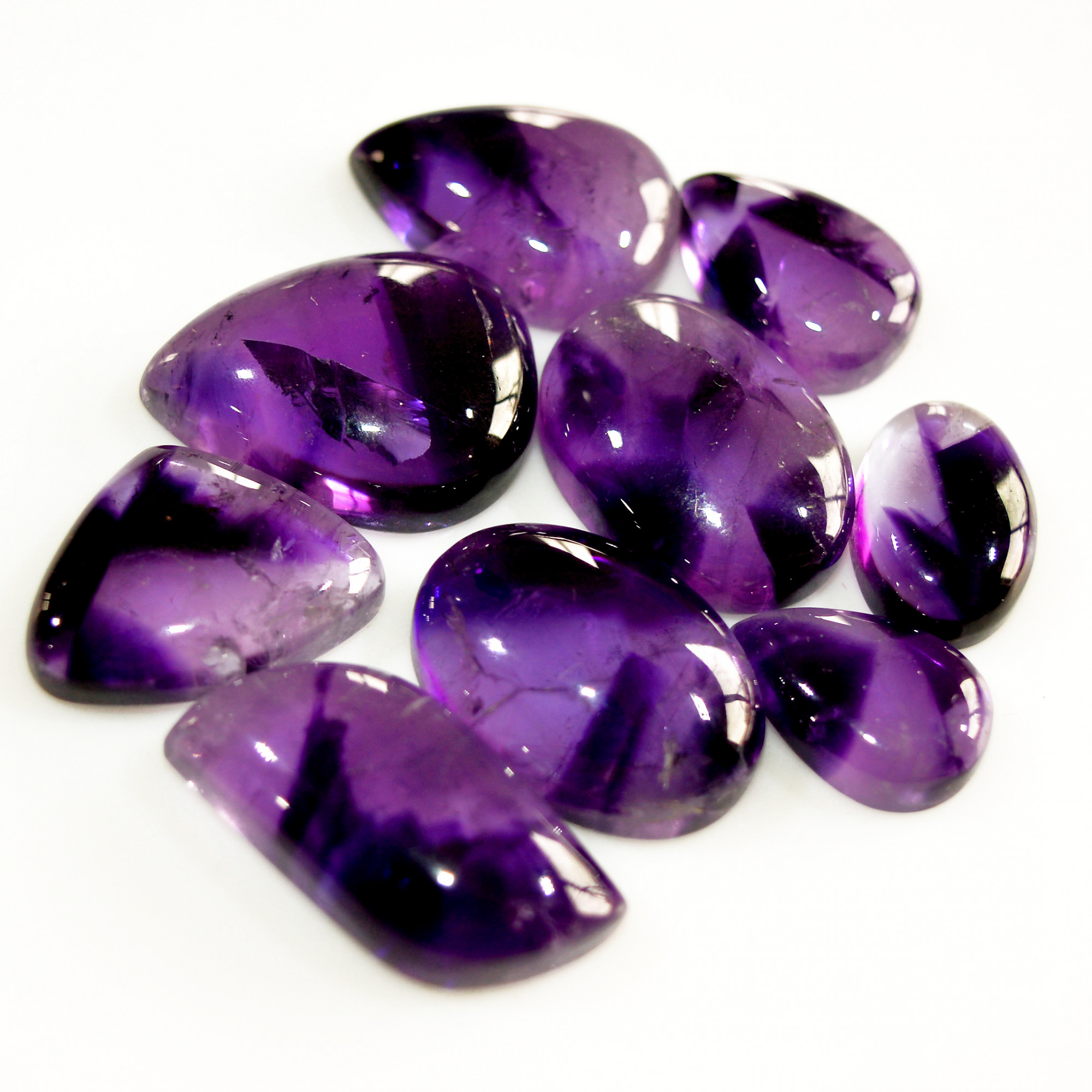 9 Pcs 126 Cts Natural Amethyst Cabochon Loose Gemstone Lot Mixed Shapes and Sizes Healing Crystal For Jewelry Making 23x10 14x9mm 15693