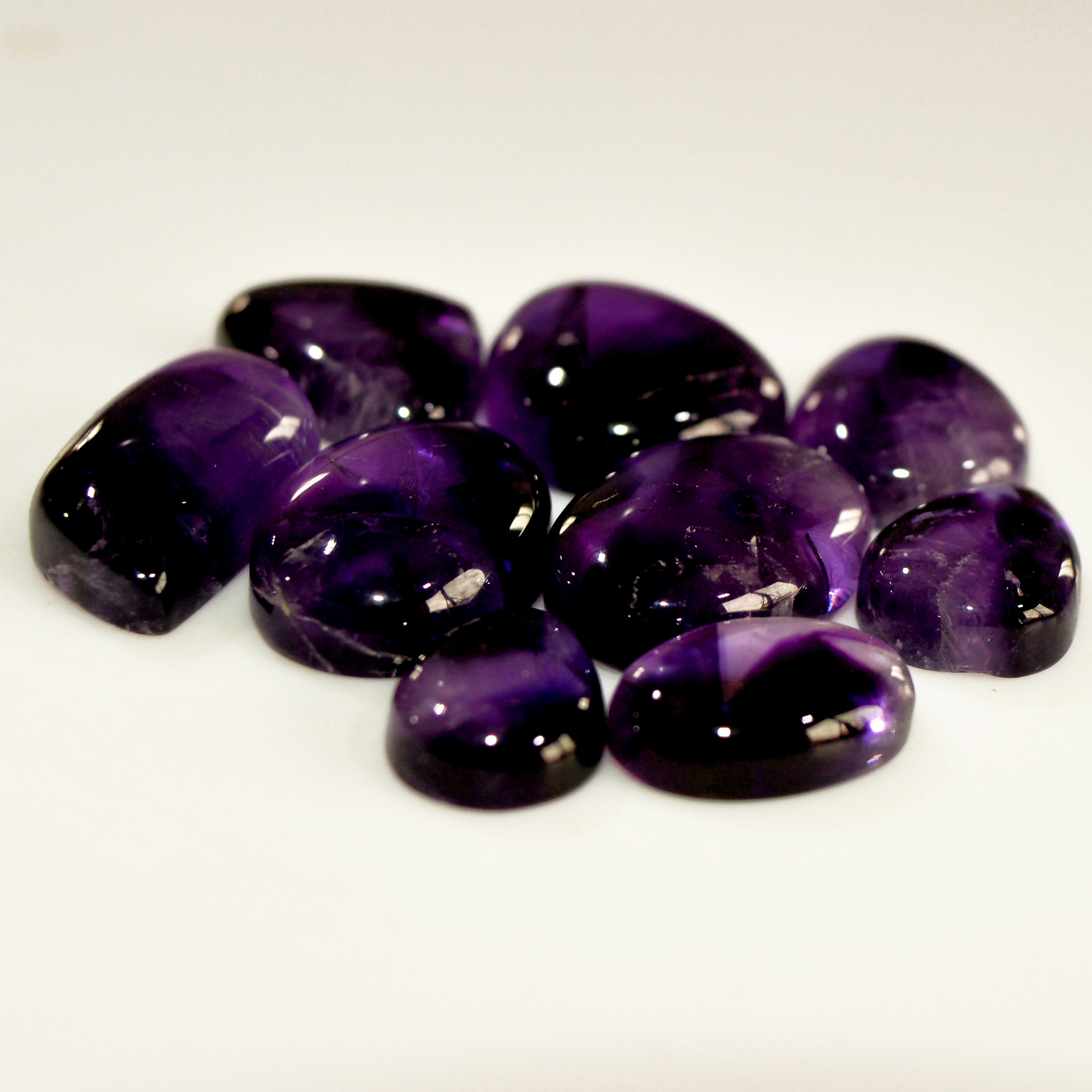 9 Pcs 126 Cts Natural Amethyst Cabochon Loose Gemstone Lot Mixed Shapes and Sizes Healing Crystal For Jewelry Making 23x10 14x9mm 15693
