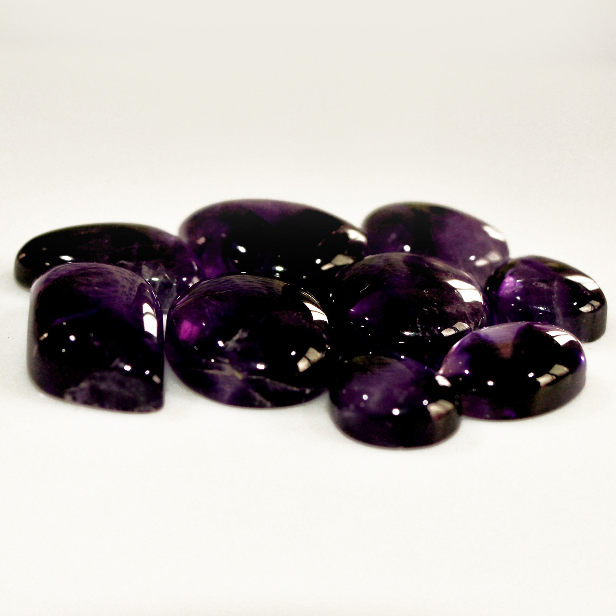 9 Pcs 126 Cts Natural Amethyst Cabochon Loose Gemstone Lot Mixed Shapes and Sizes Healing Crystal For Jewelry Making 23x10 14x9mm R-15693