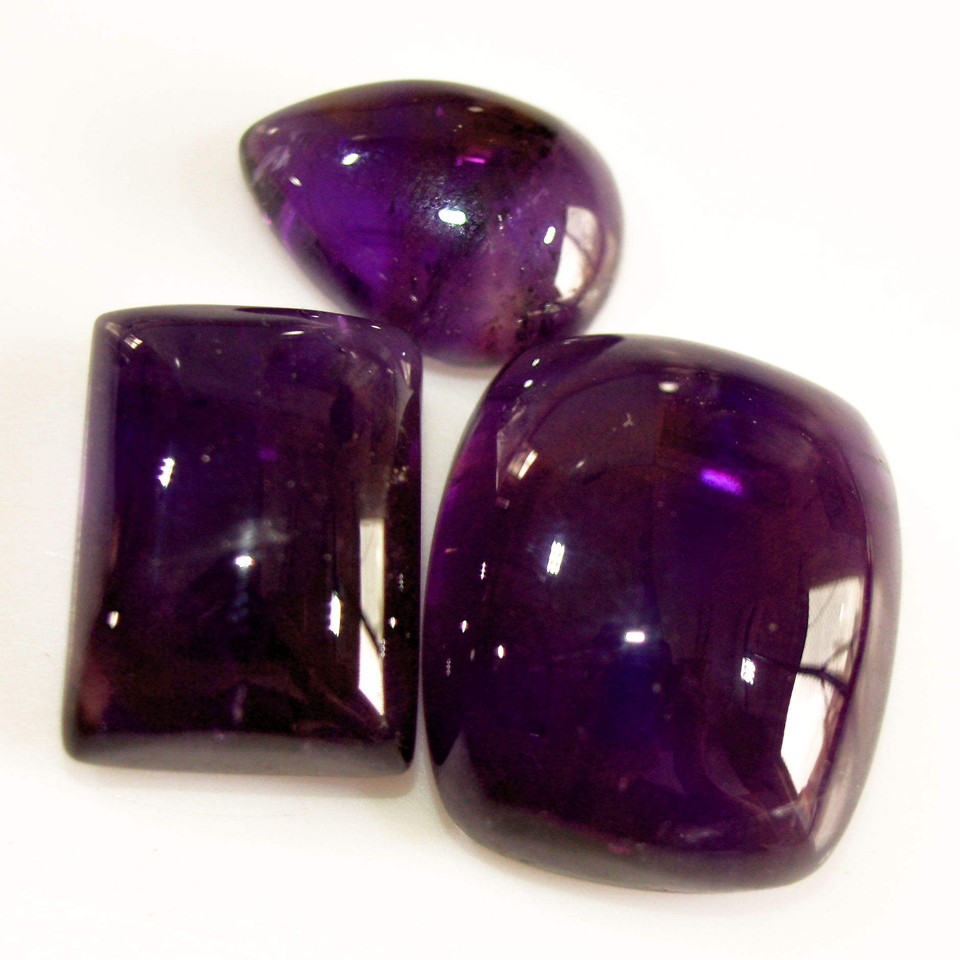 3 Pcs 63 Cts Natural Amethyst Cabochon Loose Gemstone Lot Mixed Shapes and Sizes Healing Crystal For Jewelry Making 20x16 14x10mm 15694