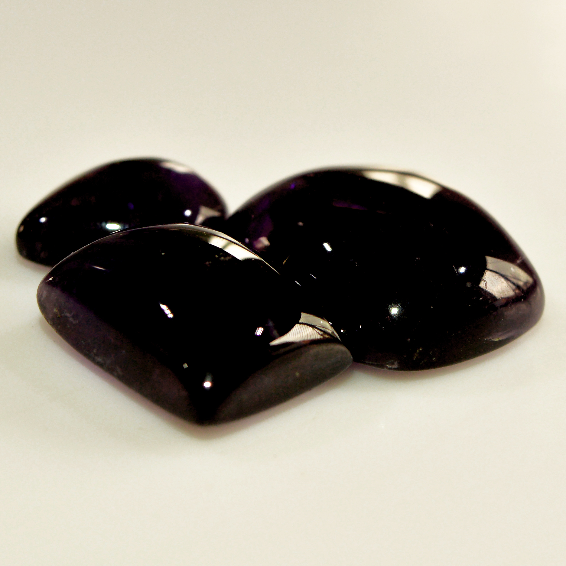 3 Pcs 63 Cts Natural Amethyst Cabochon Loose Gemstone Lot Mixed Shapes and Sizes Healing Crystal For Jewelry Making 20x16 14x10mm 15694