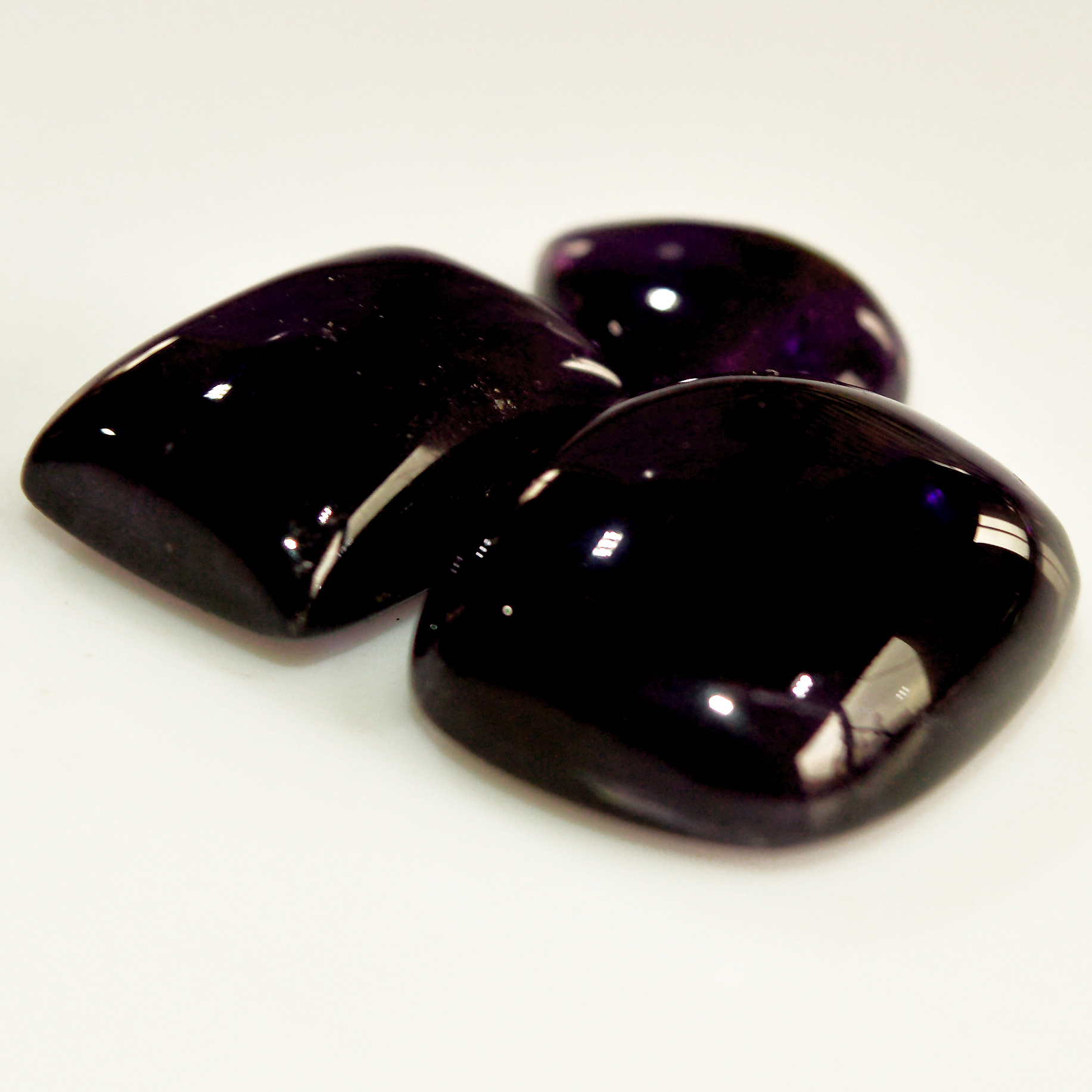 3 Pcs 63 Cts Natural Amethyst Cabochon Loose Gemstone Lot Mixed Shapes and Sizes Healing Crystal For Jewelry Making 20x16 14x10mm 15694