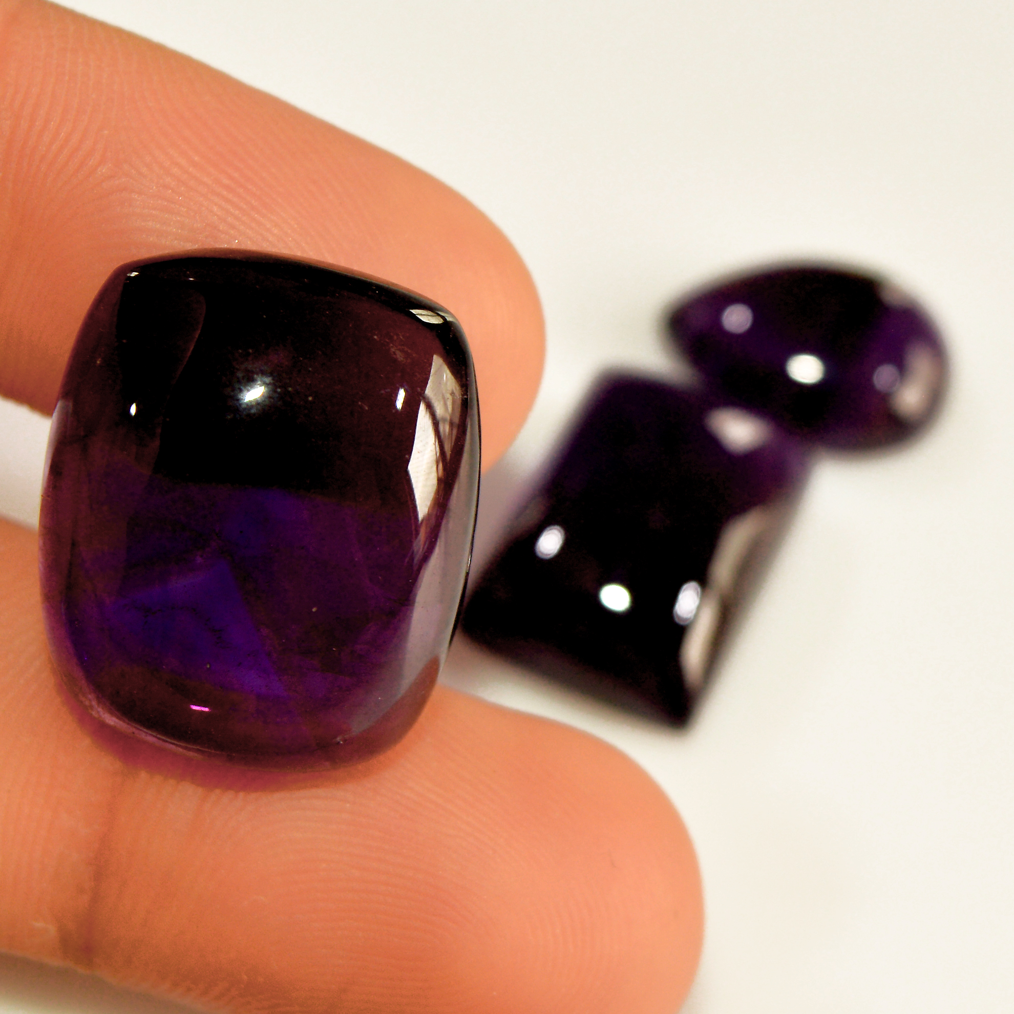 3 Pcs 63 Cts Natural Amethyst Cabochon Loose Gemstone Lot Mixed Shapes and Sizes Healing Crystal For Jewelry Making 20x16 14x10mm 15694