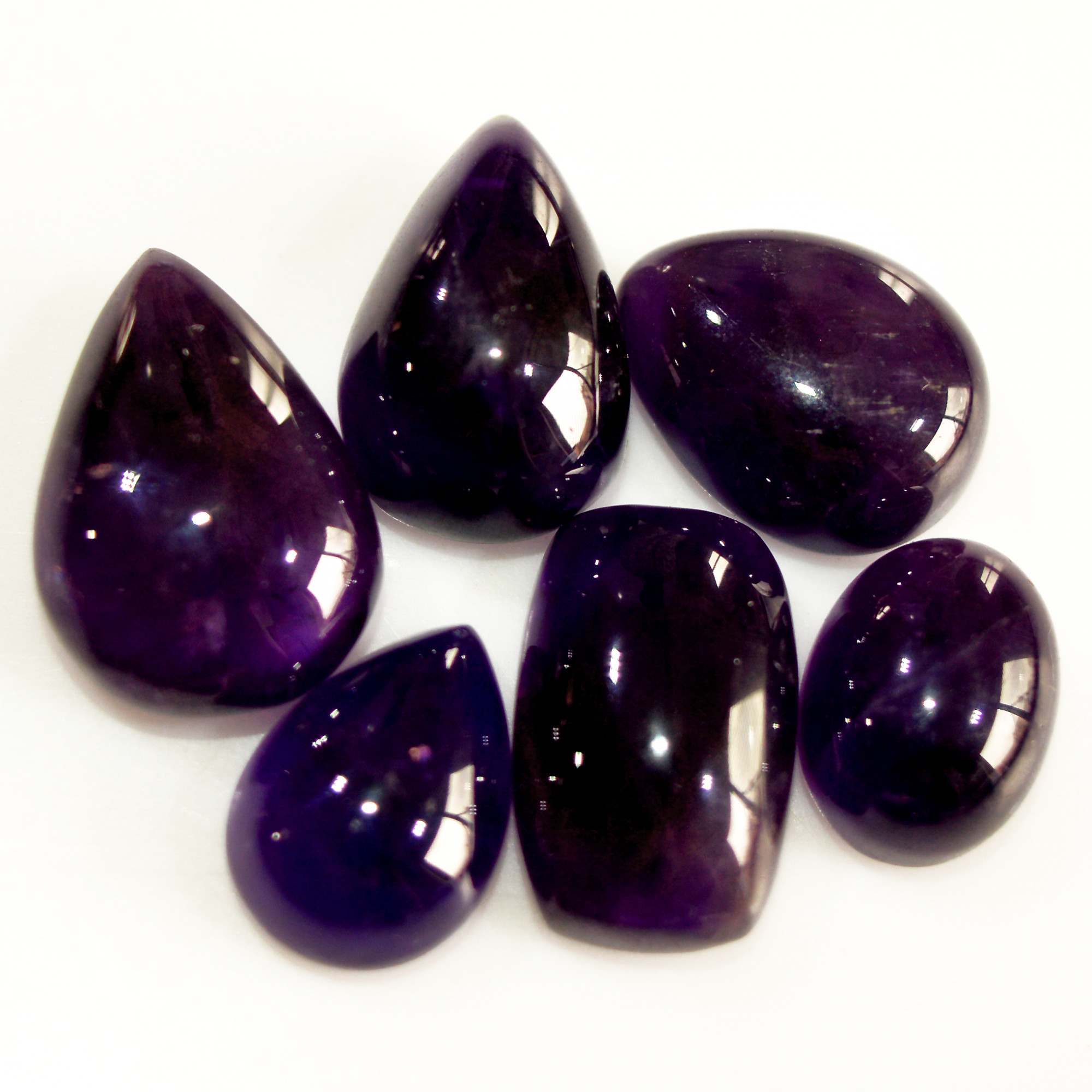 6 Pcs 55 Cts Natural Amethyst Cabochon Loose Gemstone Lot Mixed Shapes and Sizes Healing Crystal For Jewelry Making 16x10 10x8mm 15695