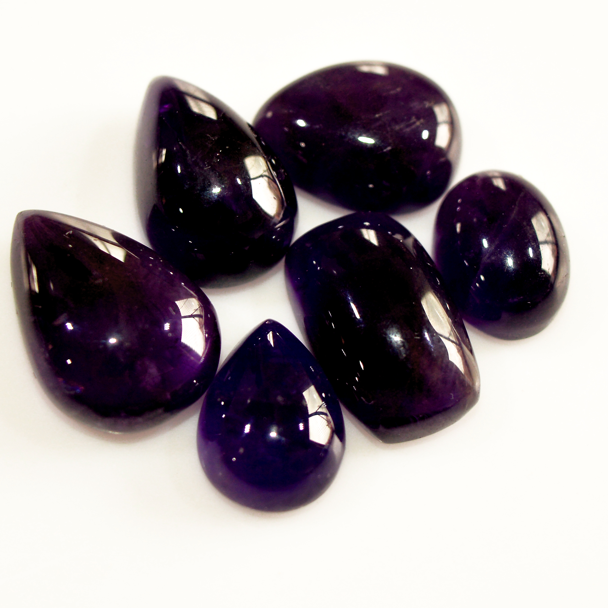 6 Pcs 55 Cts Natural Amethyst Cabochon Loose Gemstone Lot Mixed Shapes and Sizes Healing Crystal For Jewelry Making 16x10 10x8mm 15695