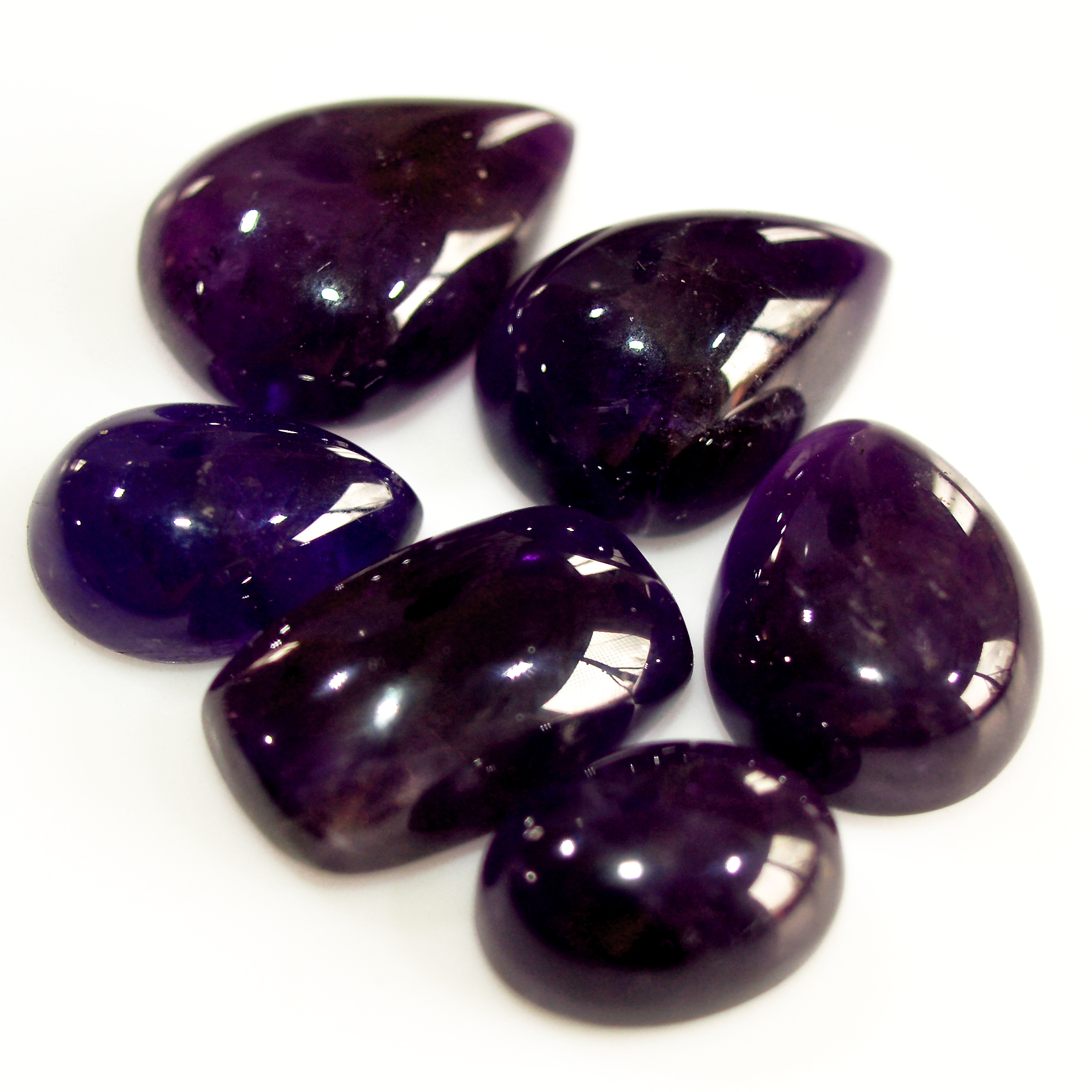 6 Pcs 55 Cts Natural Amethyst Cabochon Loose Gemstone Lot Mixed Shapes and Sizes Healing Crystal For Jewelry Making 16x10 10x8mm 15695