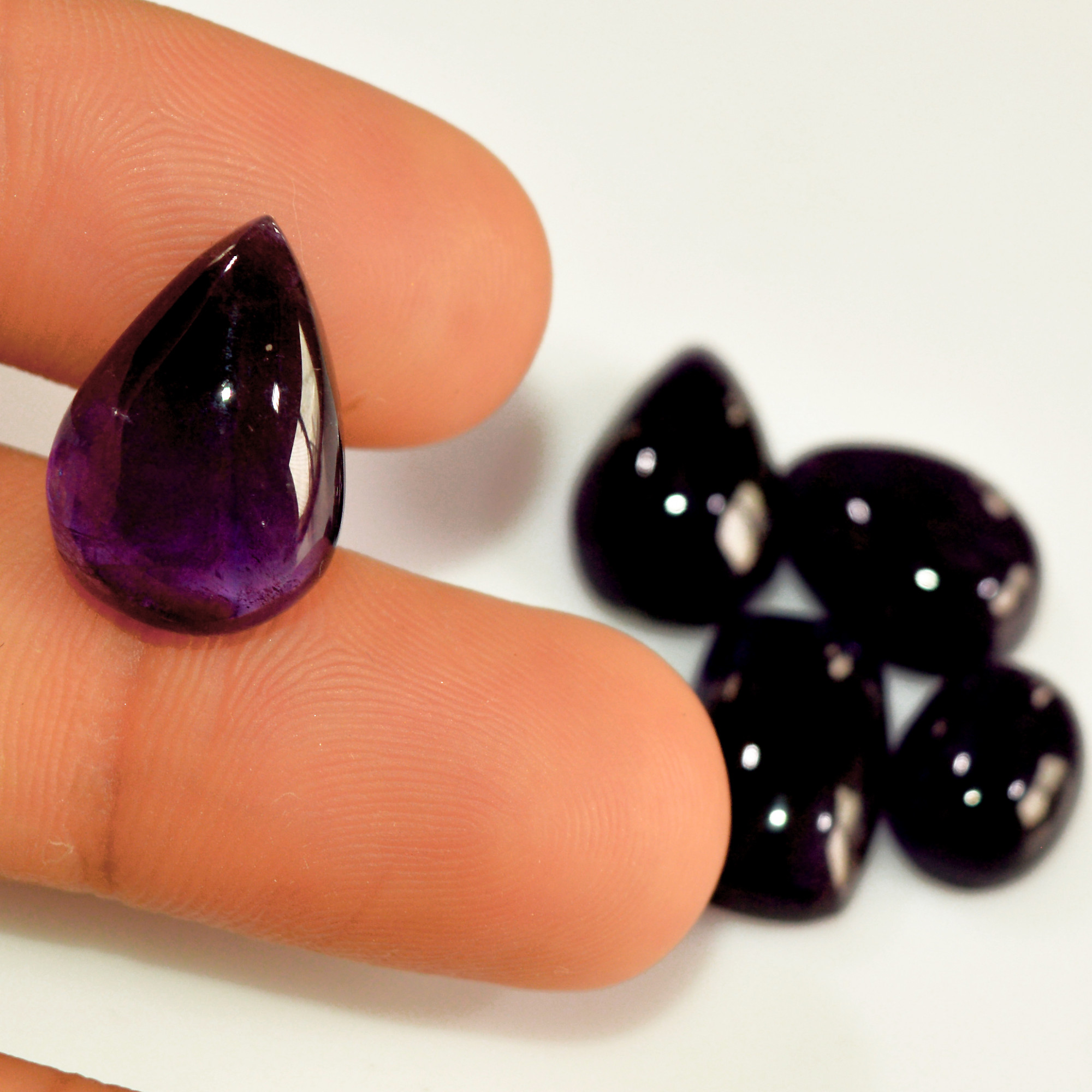 6 Pcs 55 Cts Natural Amethyst Cabochon Loose Gemstone Lot Mixed Shapes and Sizes Healing Crystal For Jewelry Making 16x10 10x8mm R-15695