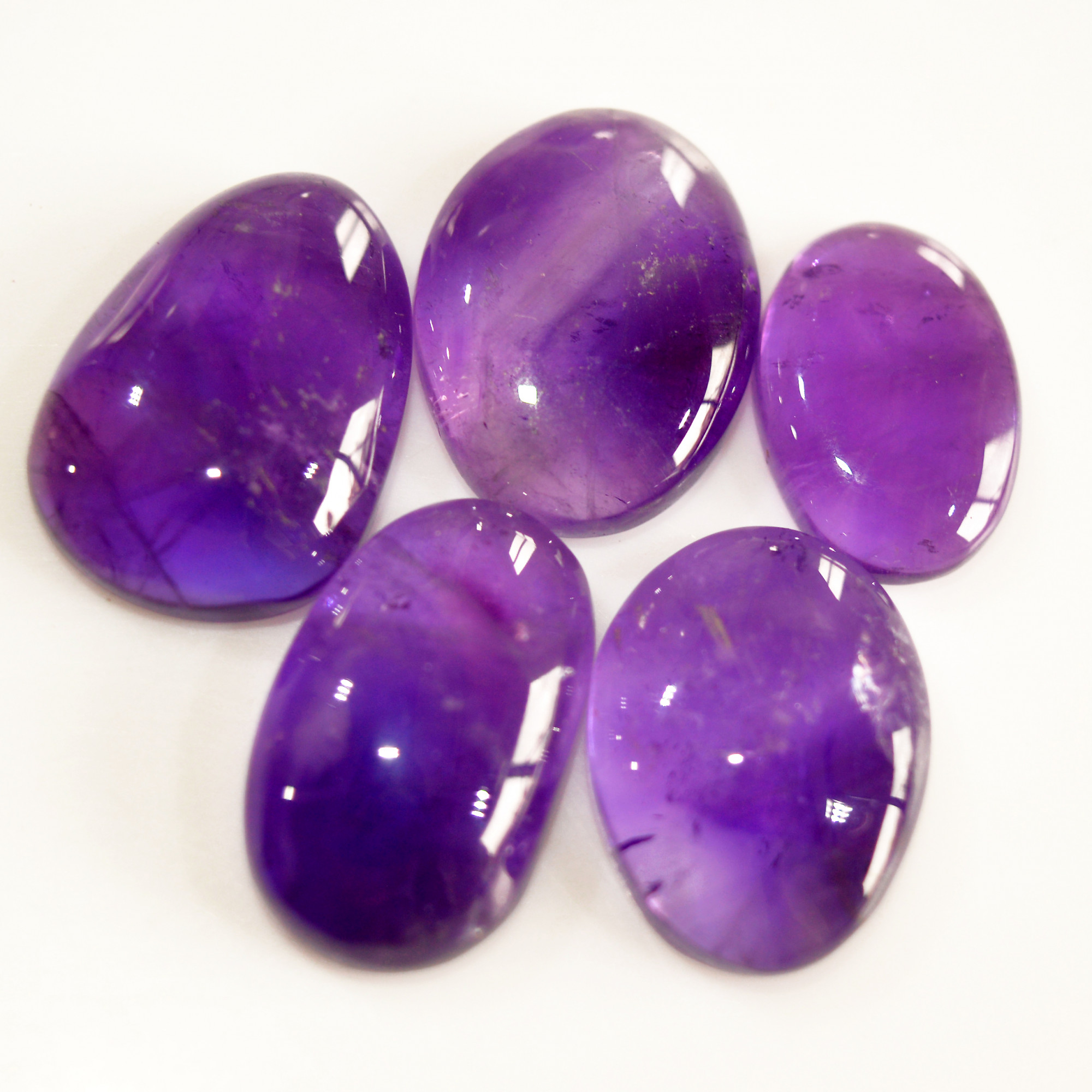 5 Pcs 86 Cts Natural Amethyst Cabochon Loose Gemstone Lot Mixed Shapes and Sizes Healing Crystal For Jewelry Making 21x14 16x11mm R-15696