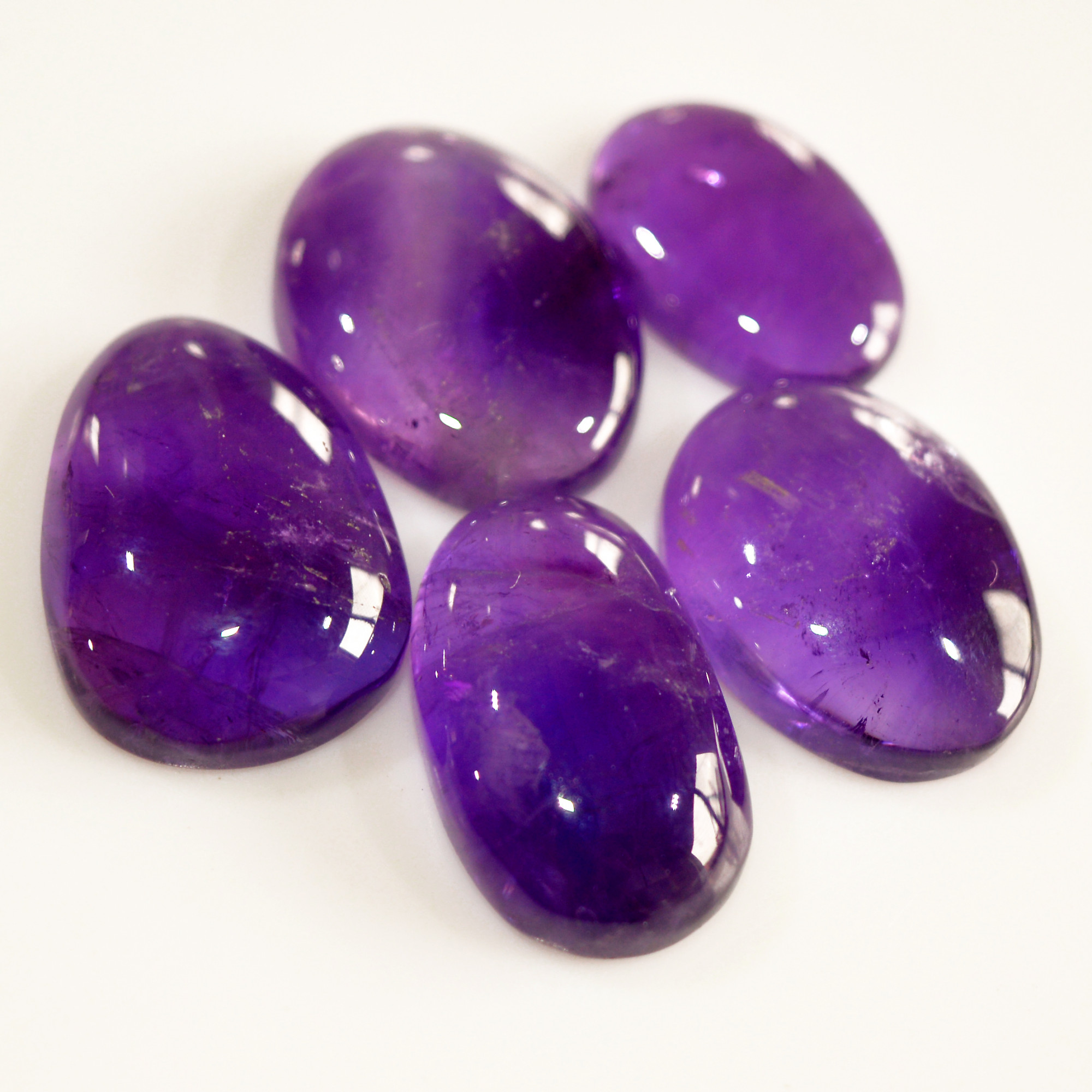 5 Pcs 86 Cts Natural Amethyst Cabochon Loose Gemstone Lot Mixed Shapes and Sizes Healing Crystal For Jewelry Making 21x14 16x11mm 15696
