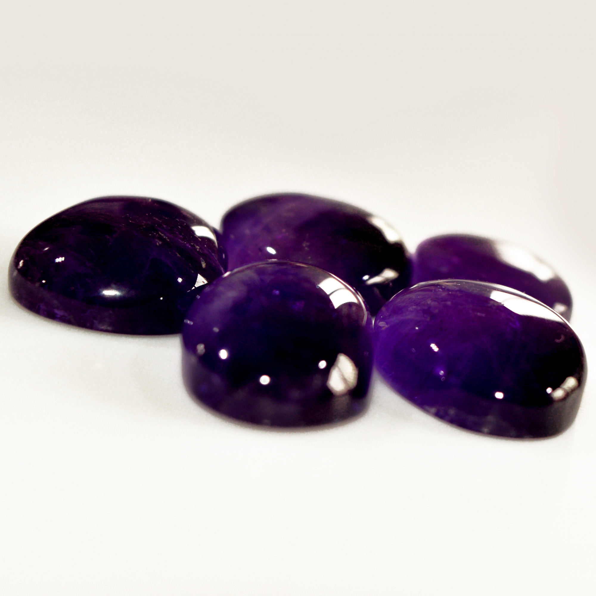 5 Pcs 86 Cts Natural Amethyst Cabochon Loose Gemstone Lot Mixed Shapes and Sizes Healing Crystal For Jewelry Making 21x14 16x11mm R-15696