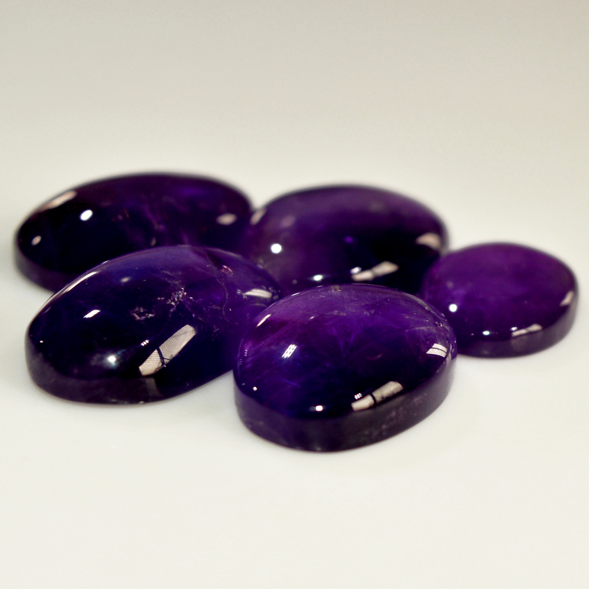 5 Pcs 86 Cts Natural Amethyst Cabochon Loose Gemstone Lot Mixed Shapes and Sizes Healing Crystal For Jewelry Making 21x14 16x11mm 15696